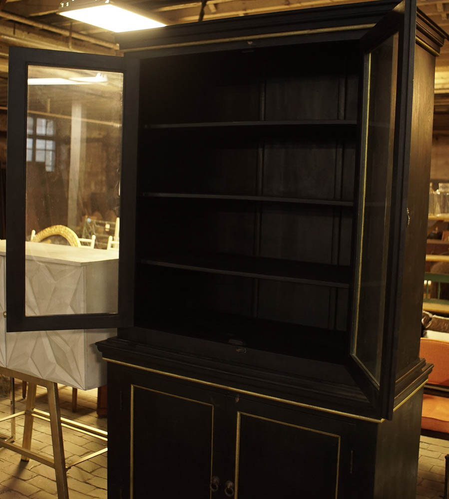 Painted Black Bookcase Hutch