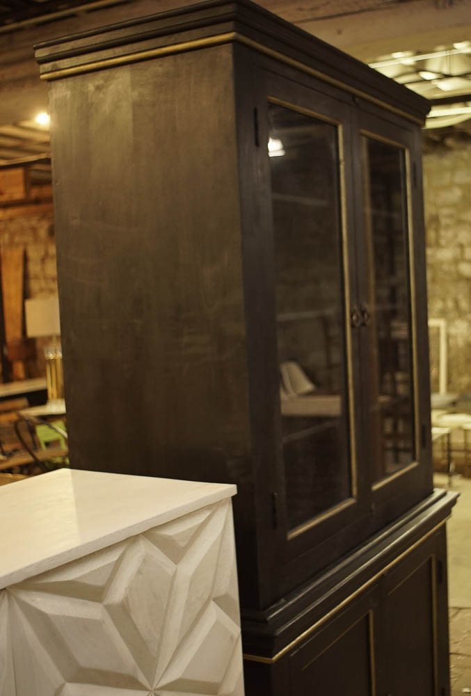 Painted Black Bookcase Hutch