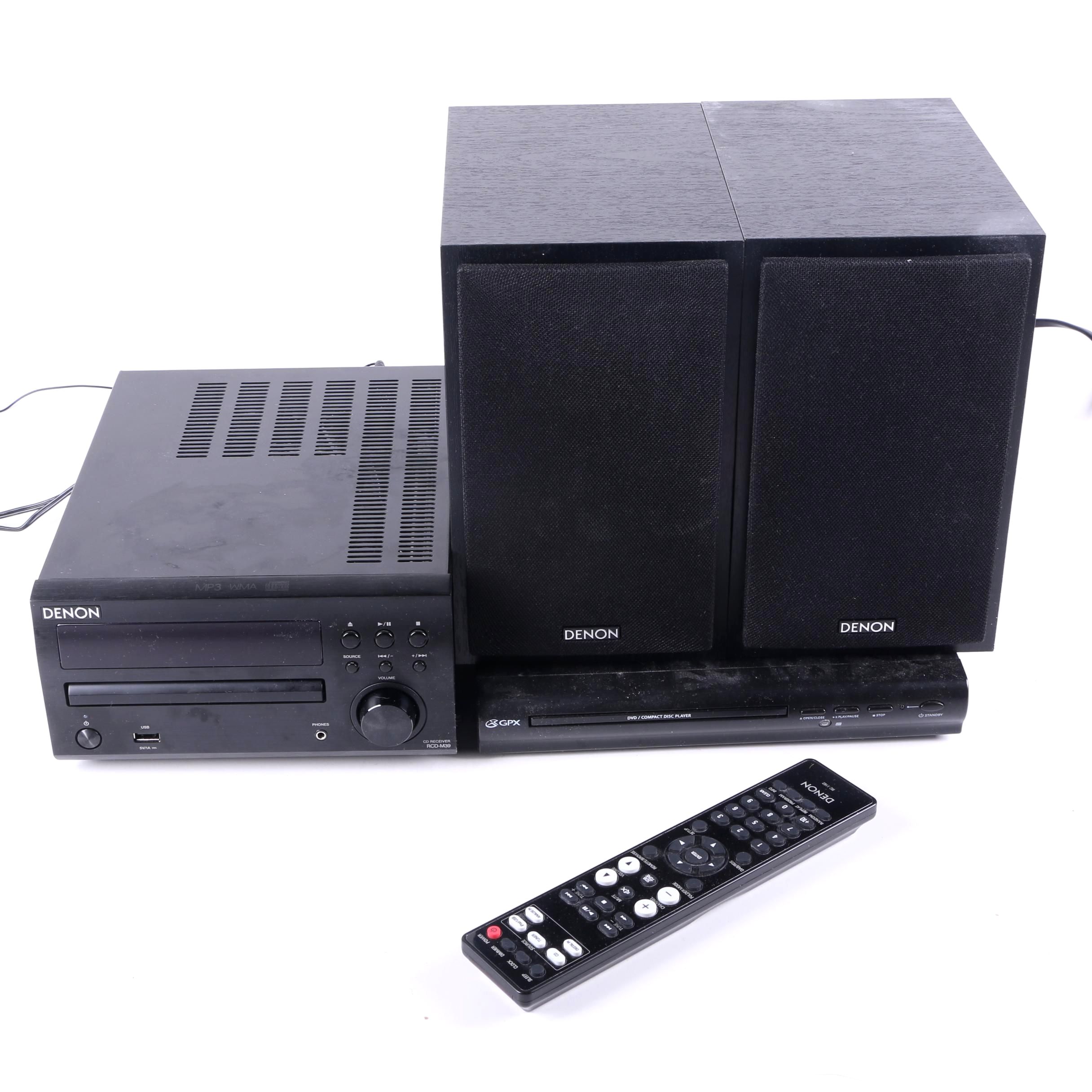 Denon CD Receiver and Speakers