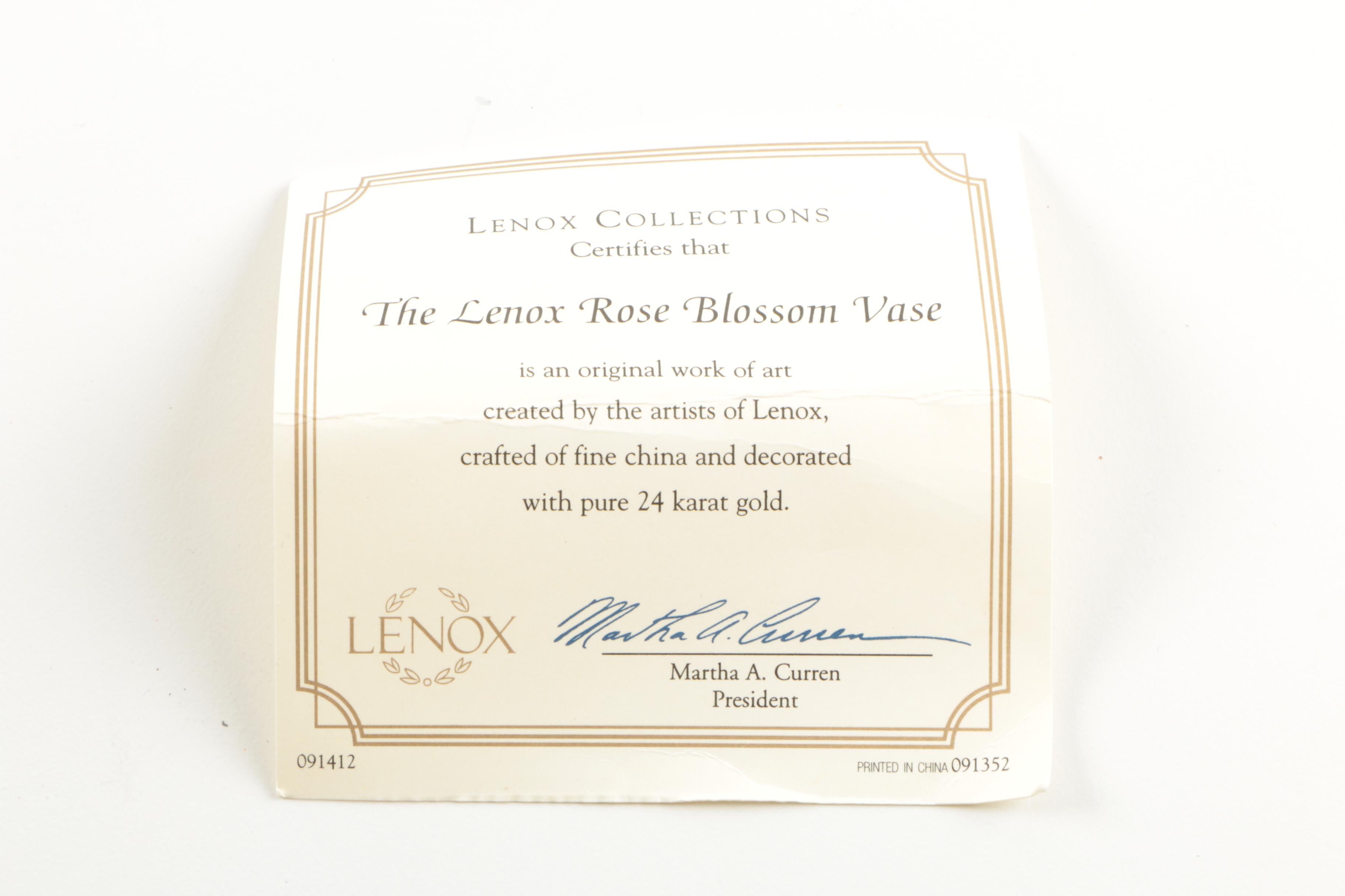 Lenox "Masterpiece" and "Rose Blossom" Porcelain Vases