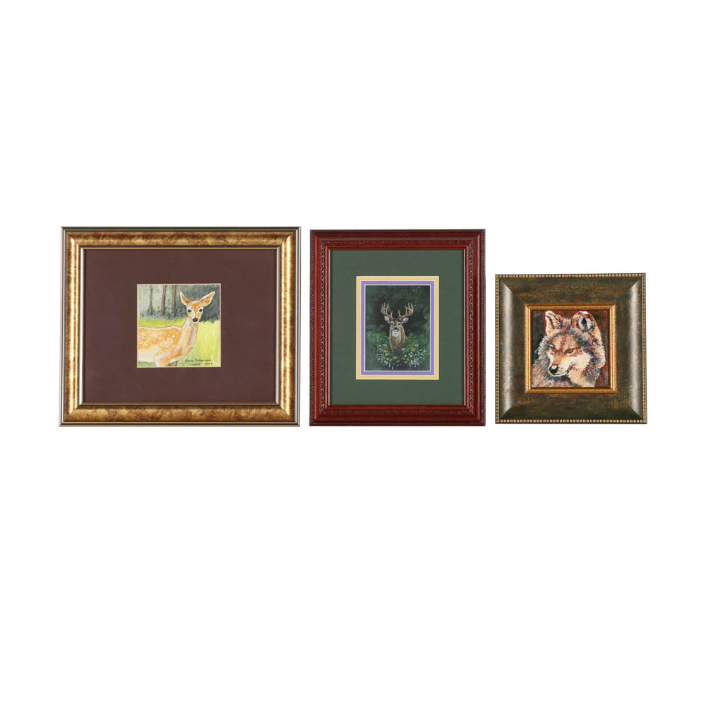 Assortment of Paintings of Forest Animals