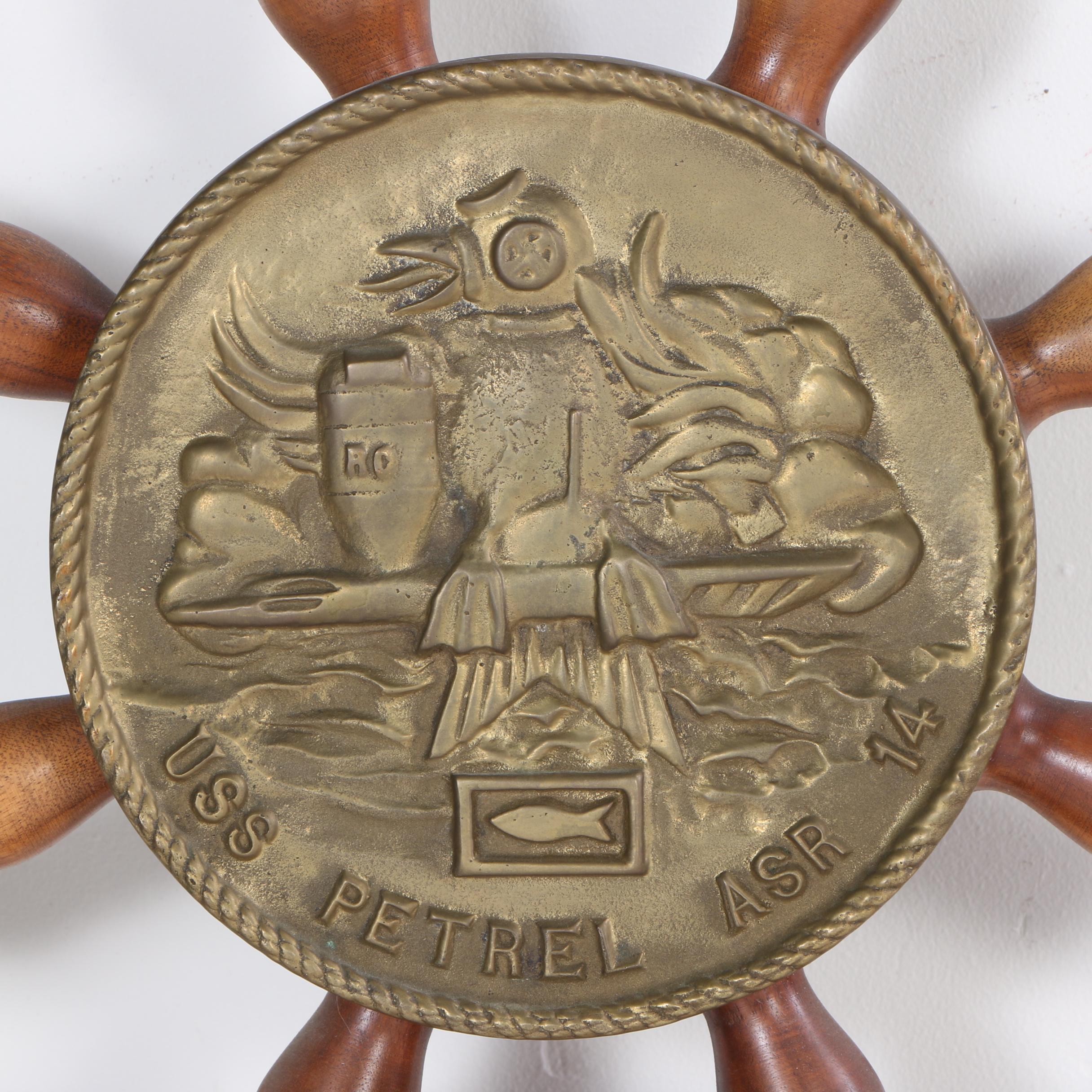 Vintage Ship's Wheel Plaque from the USS Petrel