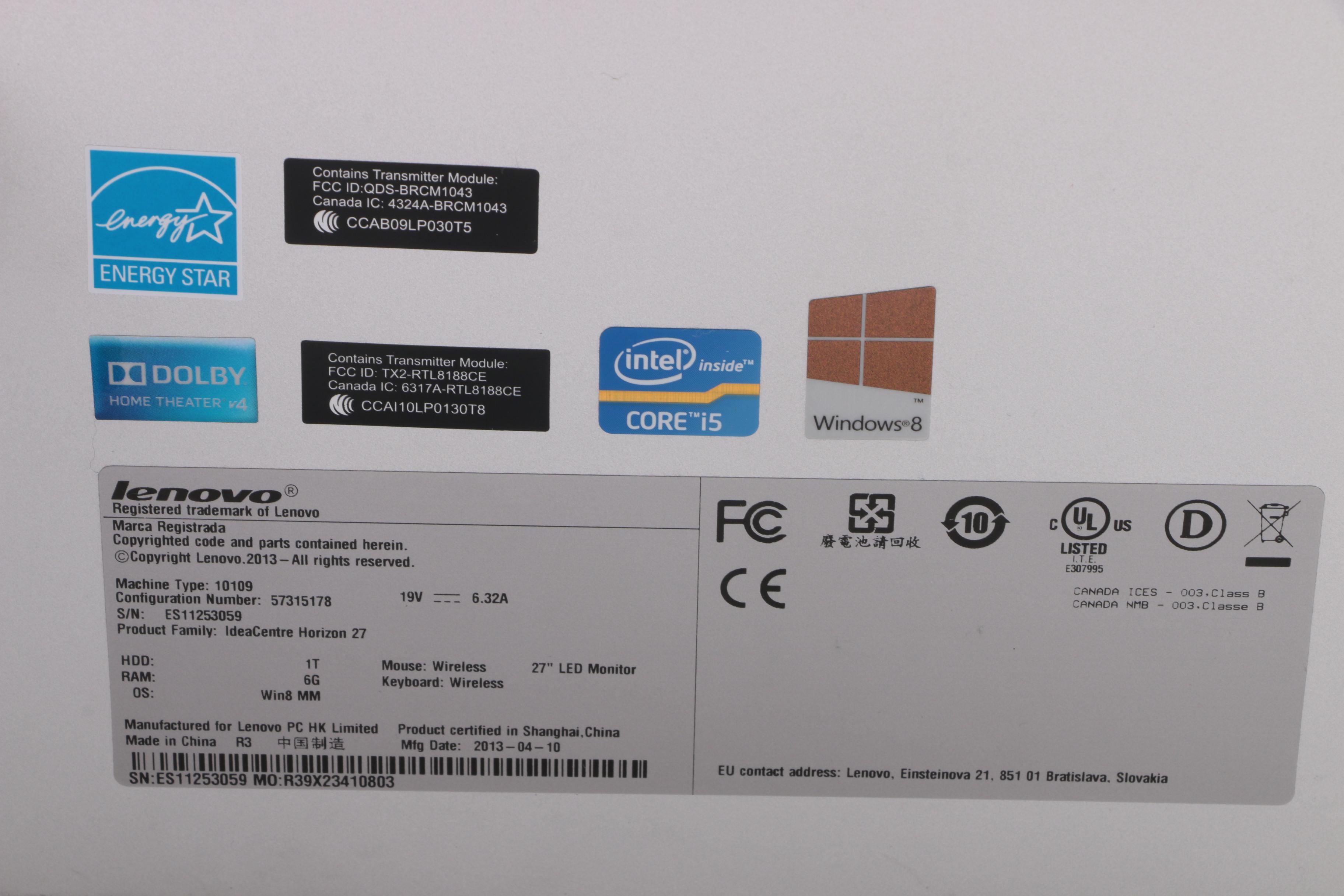 Lenovo IdeaCentre Horizon Portable Tablet with Wireless Keyboard and Mouse