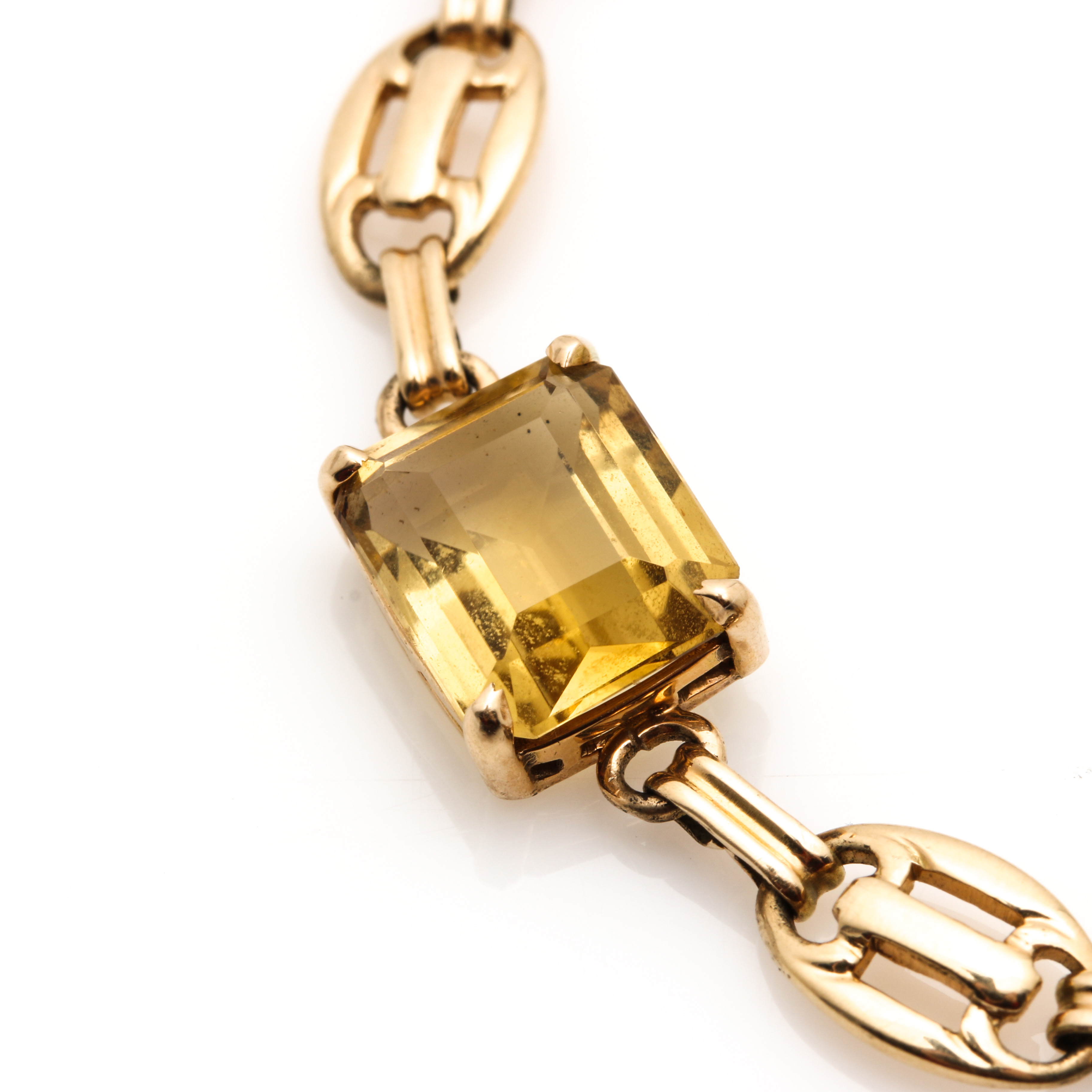 14K Yellow Gold Citrine Link Bracelet