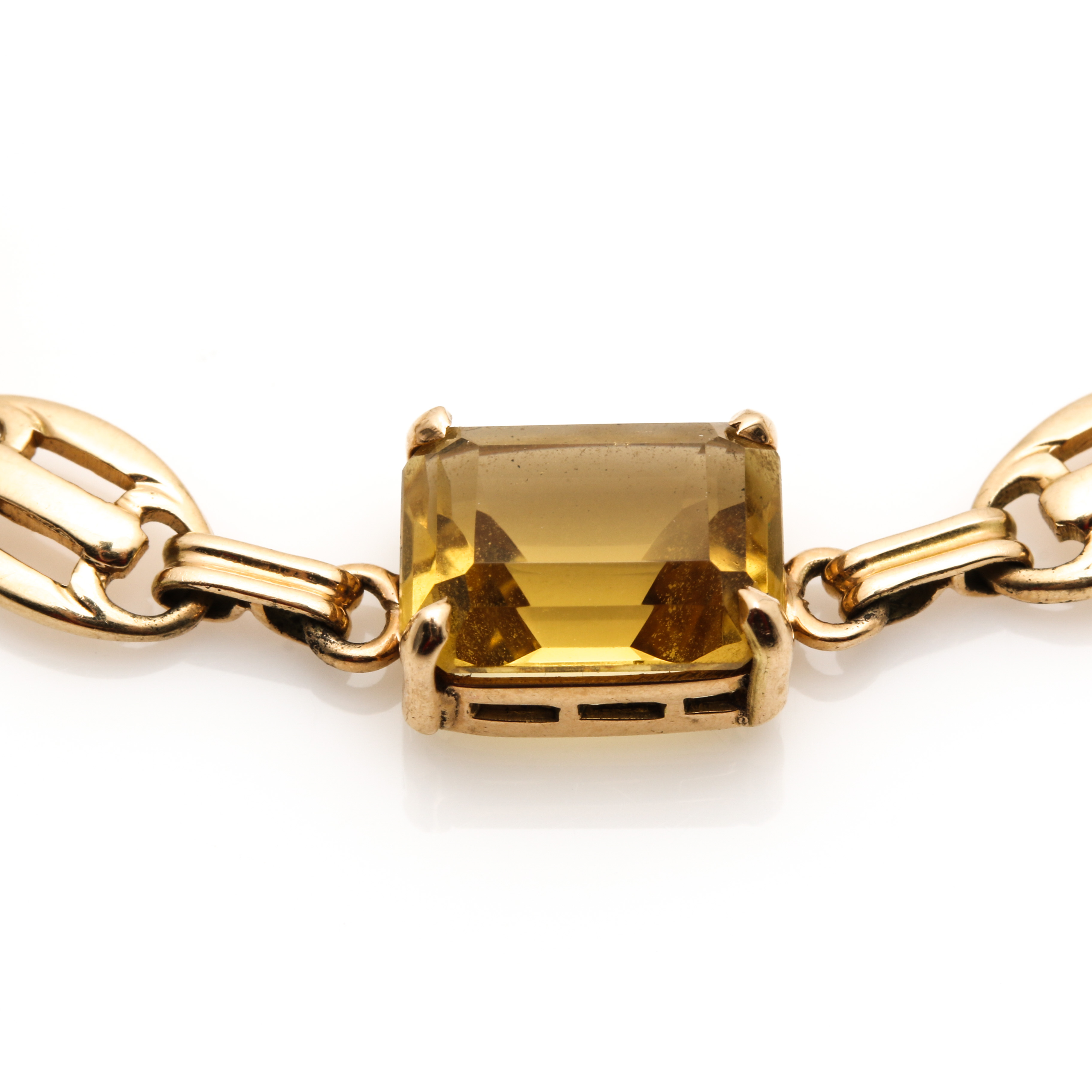 14K Yellow Gold Citrine Link Bracelet