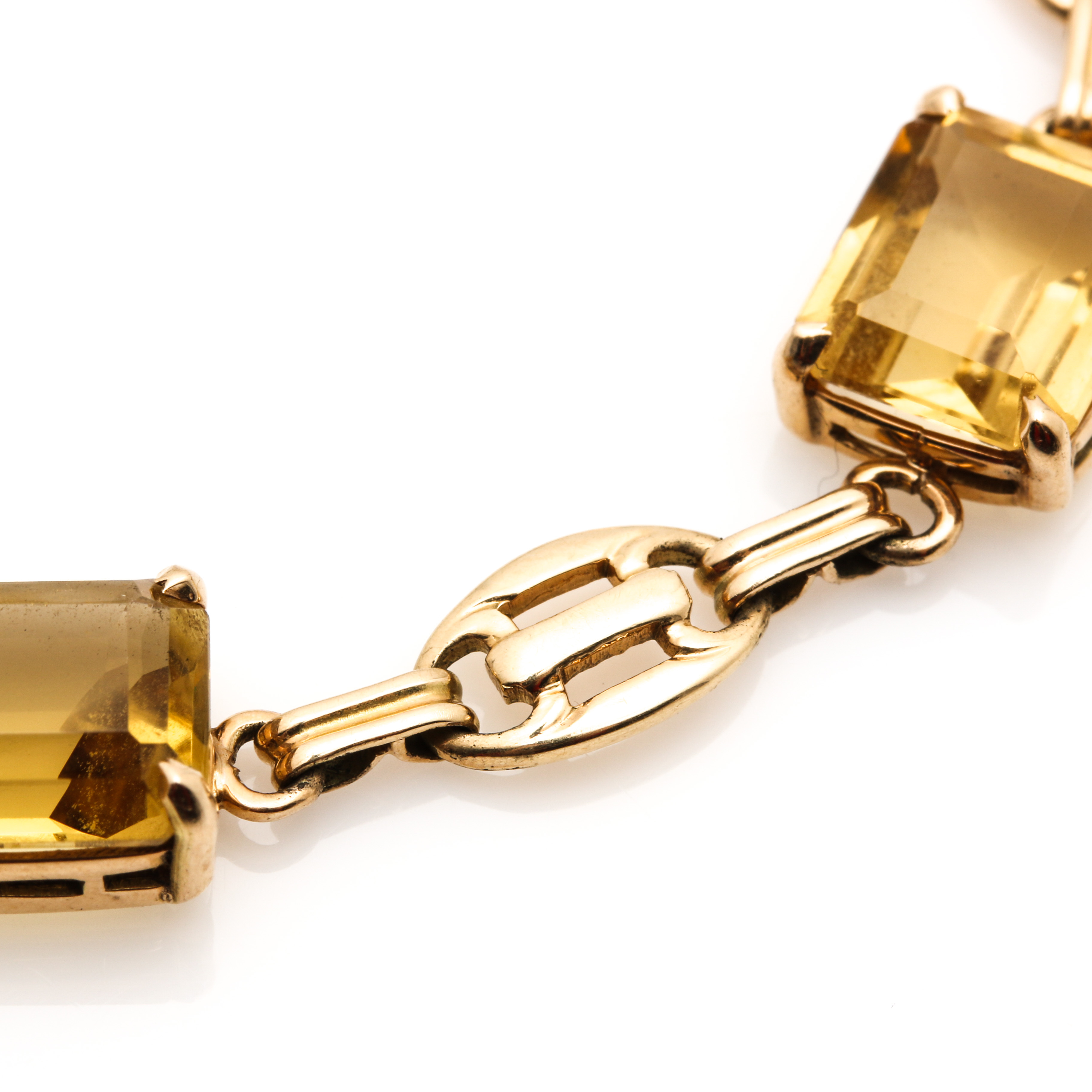 14K Yellow Gold Citrine Link Bracelet