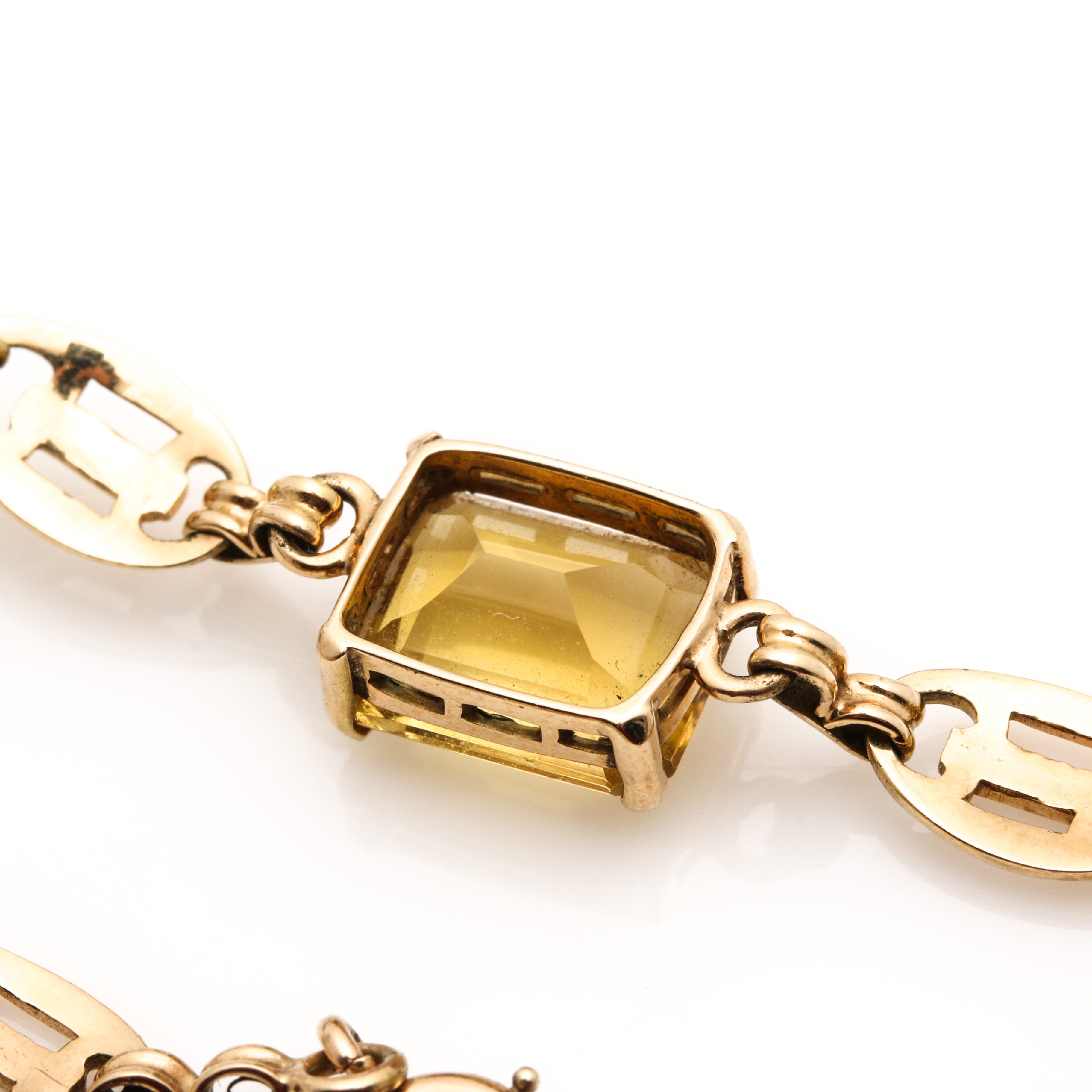 14K Yellow Gold Citrine Link Bracelet