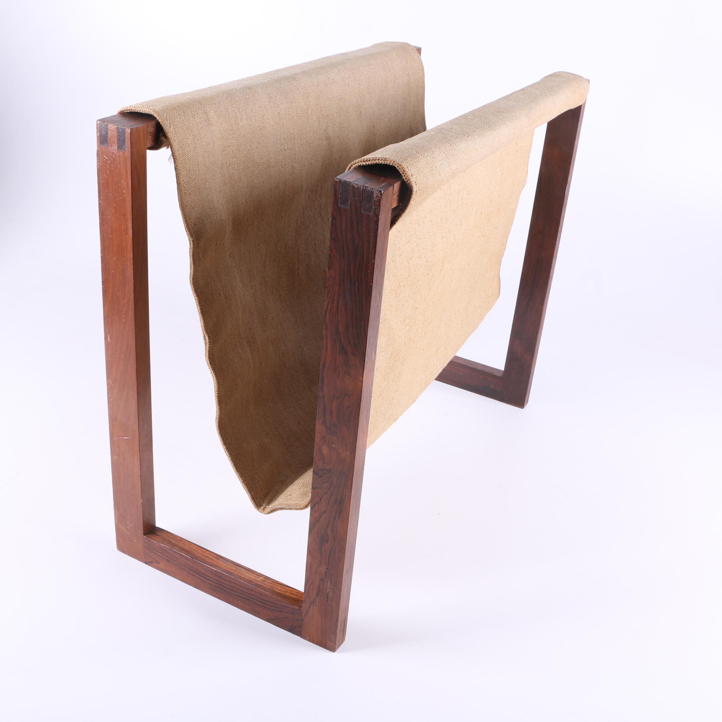 Danish Modern Style Canvas Slung Magazine Rack