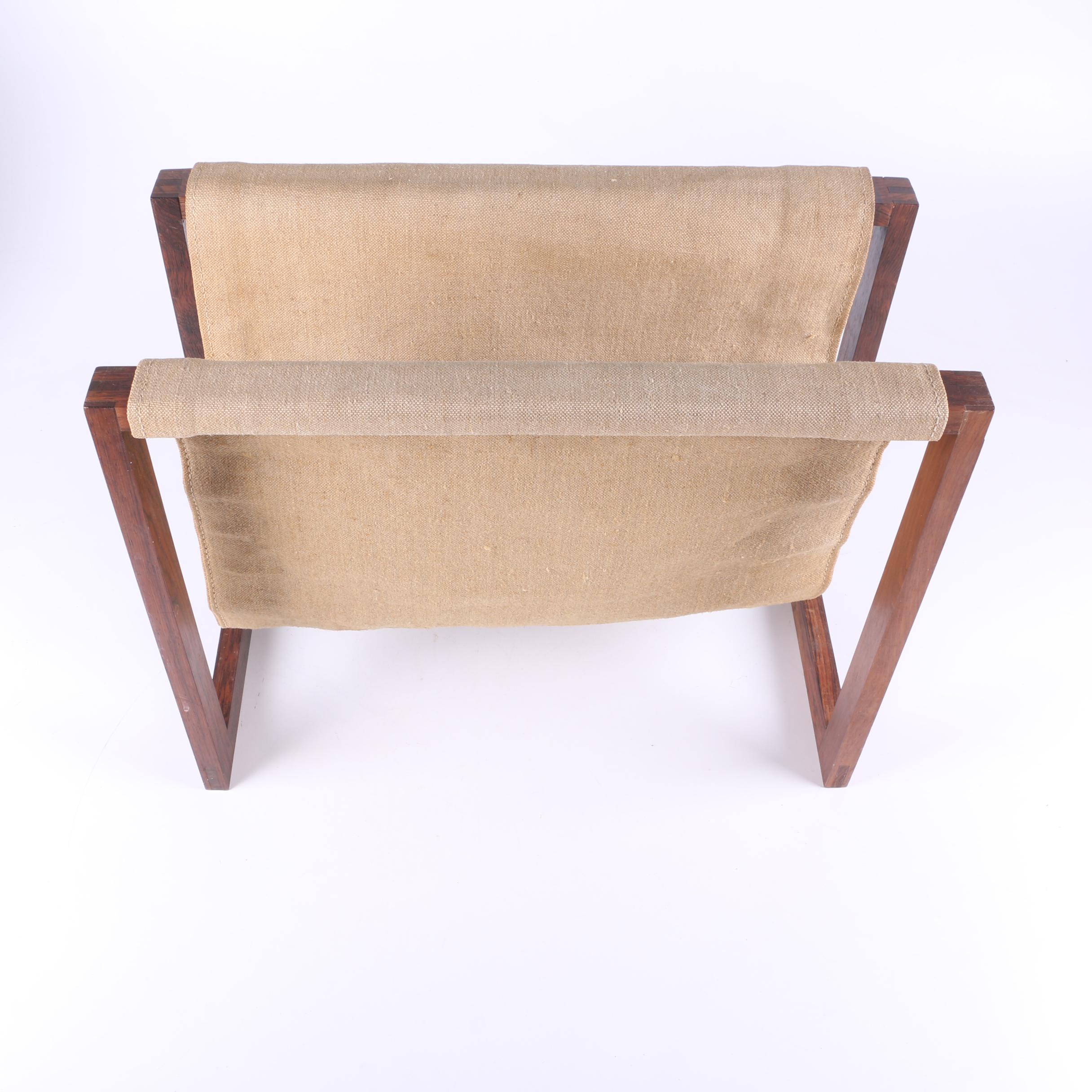 Danish Modern Style Canvas Slung Magazine Rack