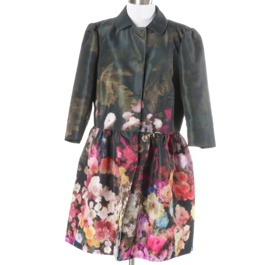 Red Valentino Green Floral Jacket Dress