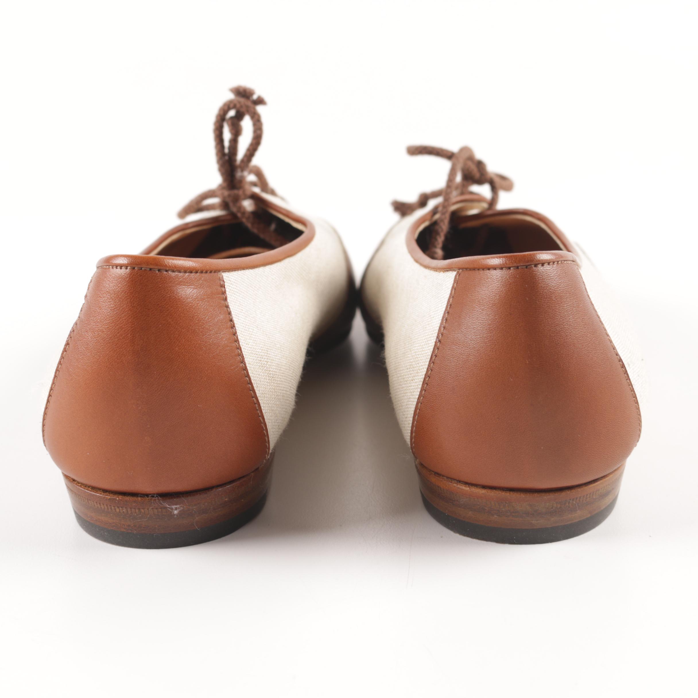 Manolo Blahnik Canvas and Leather Spectator Shoes