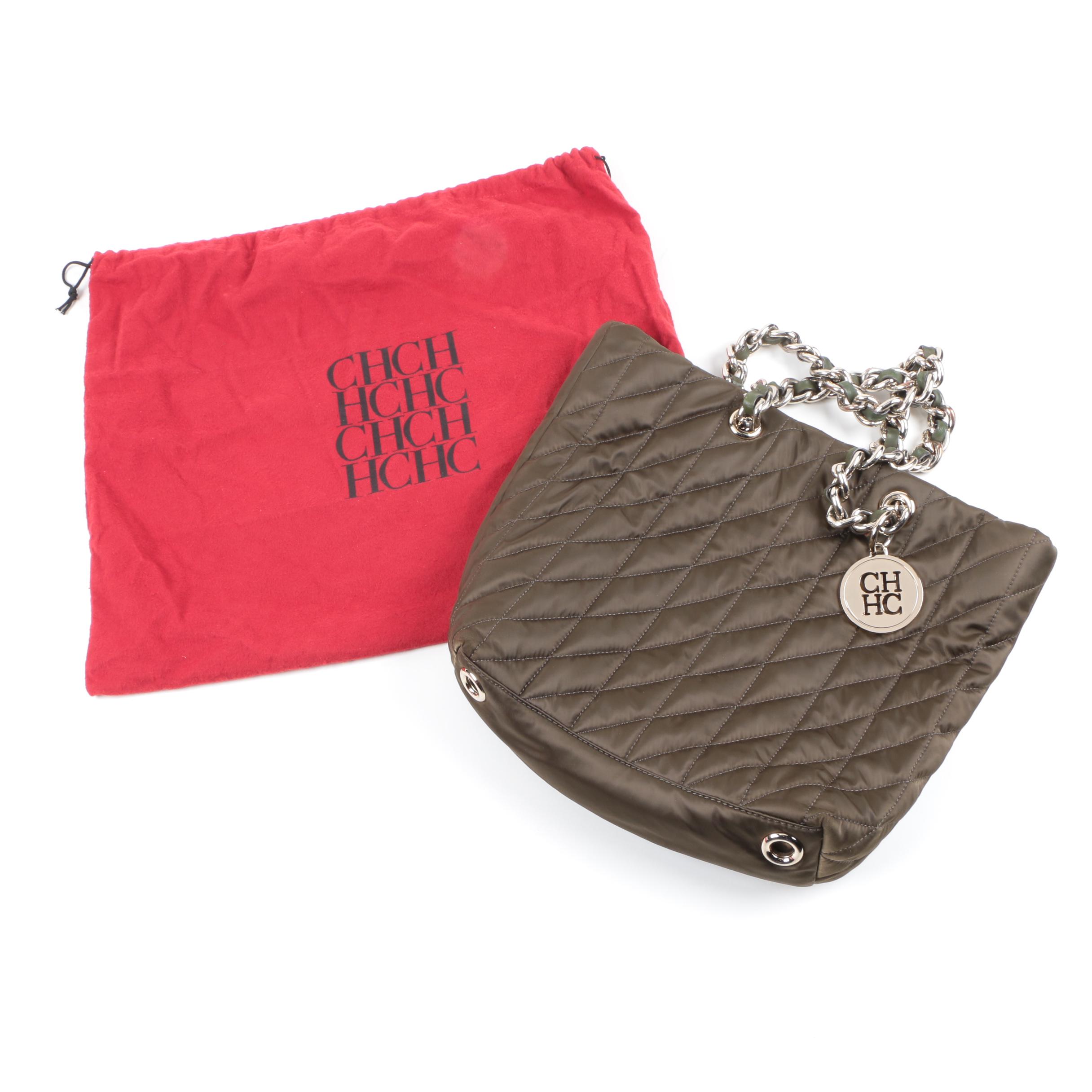 Caroline Herrera Quilted Nylon Tote