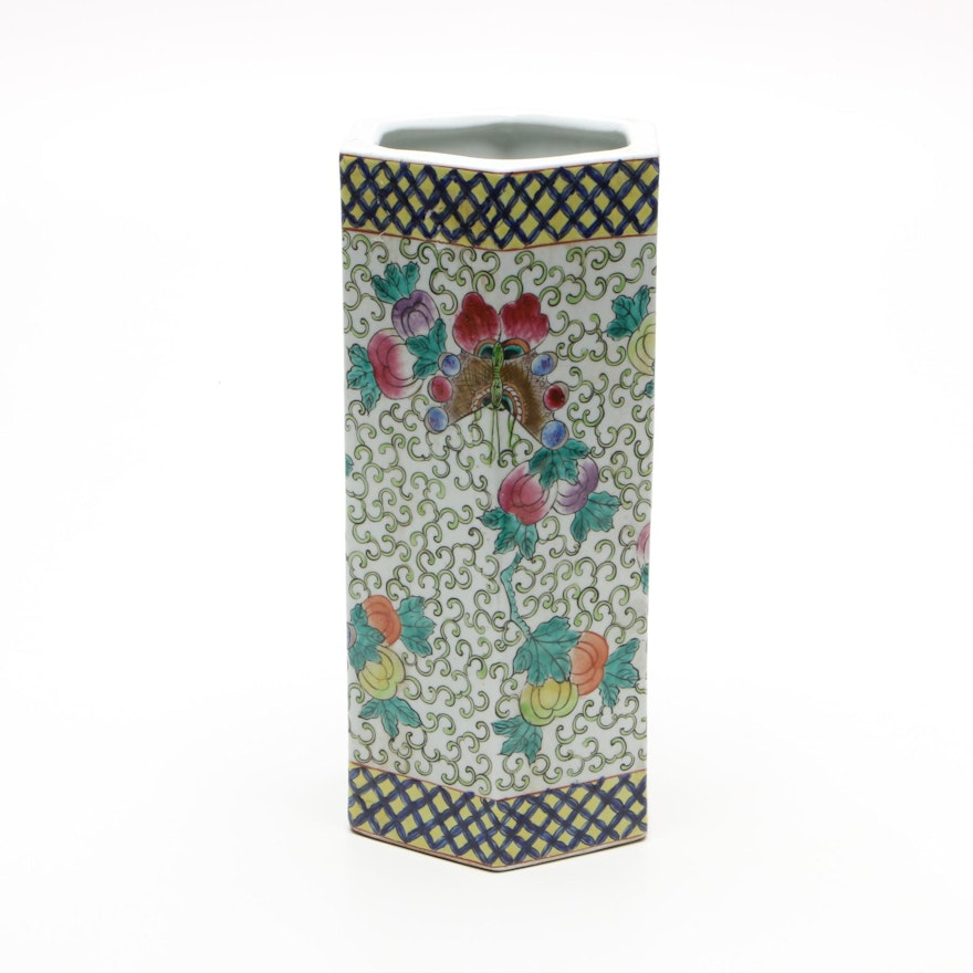 Chinese Hexagonal Ceramic Vase