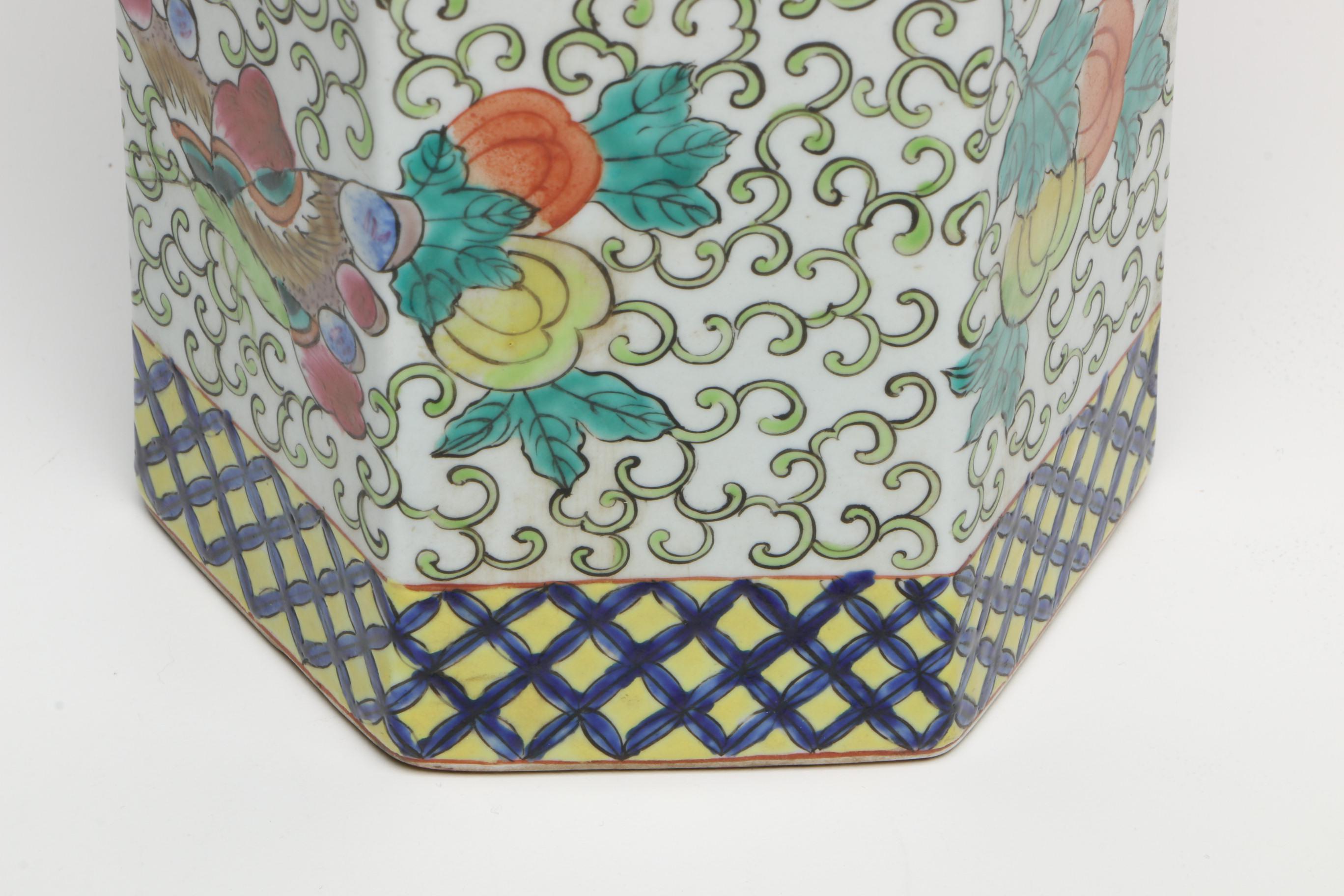 Chinese Hexagonal Ceramic Vase