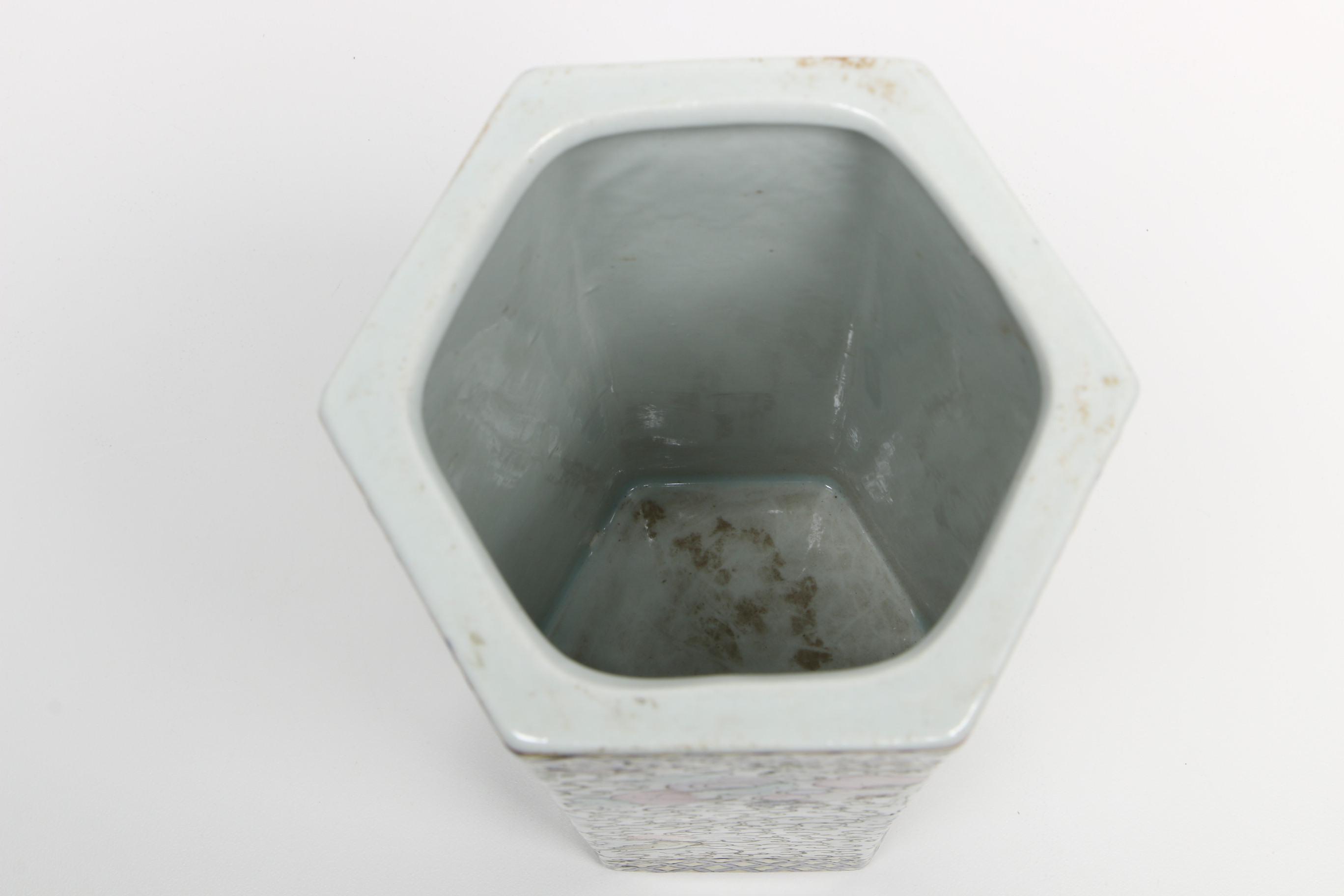 Chinese Hexagonal Ceramic Vase