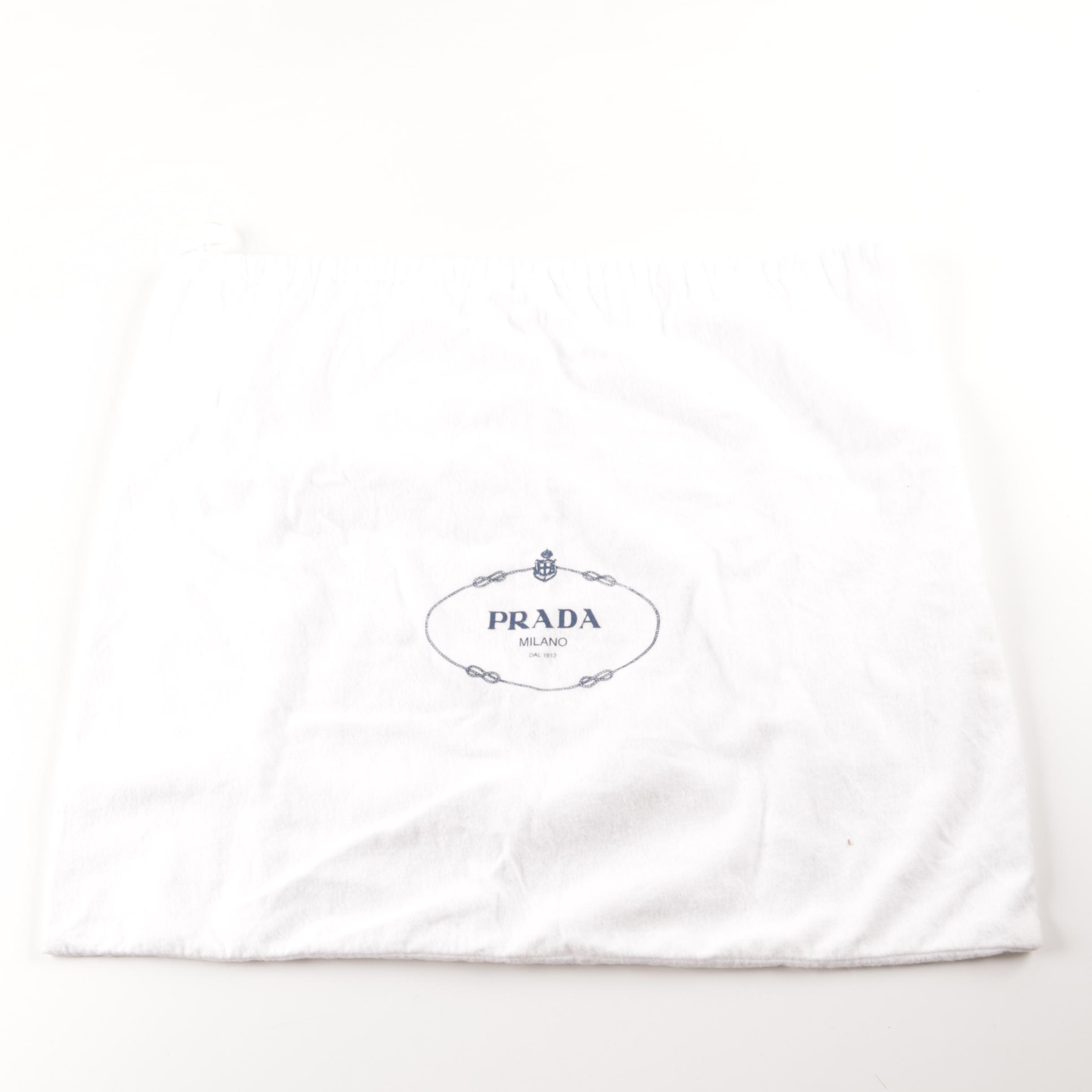 Prada Leather Drawstring Tassel Tote Bag