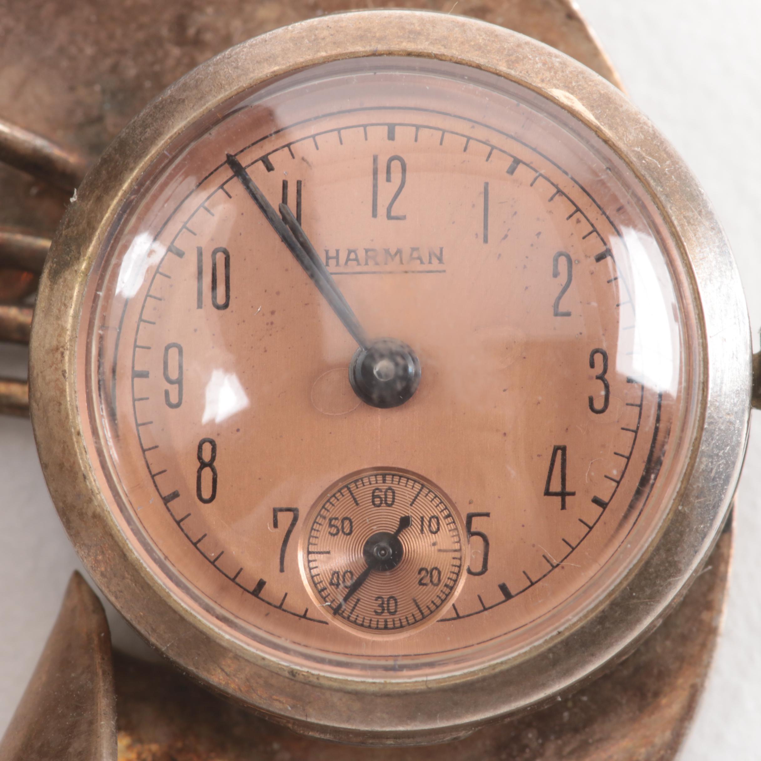 Vintage Sterling Silver Wind-Up Watch Brooch