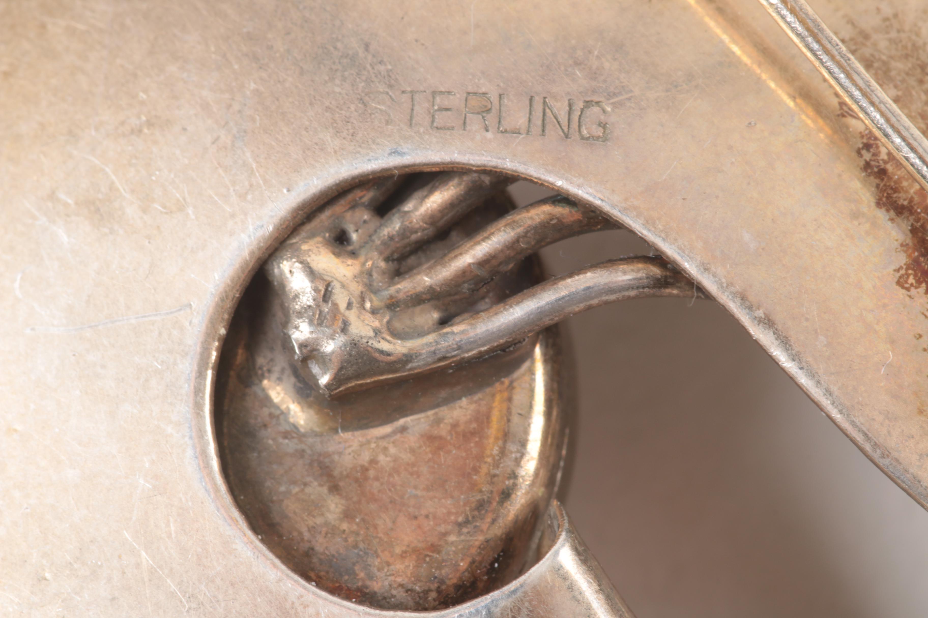 Vintage Sterling Silver Wind-Up Watch Brooch