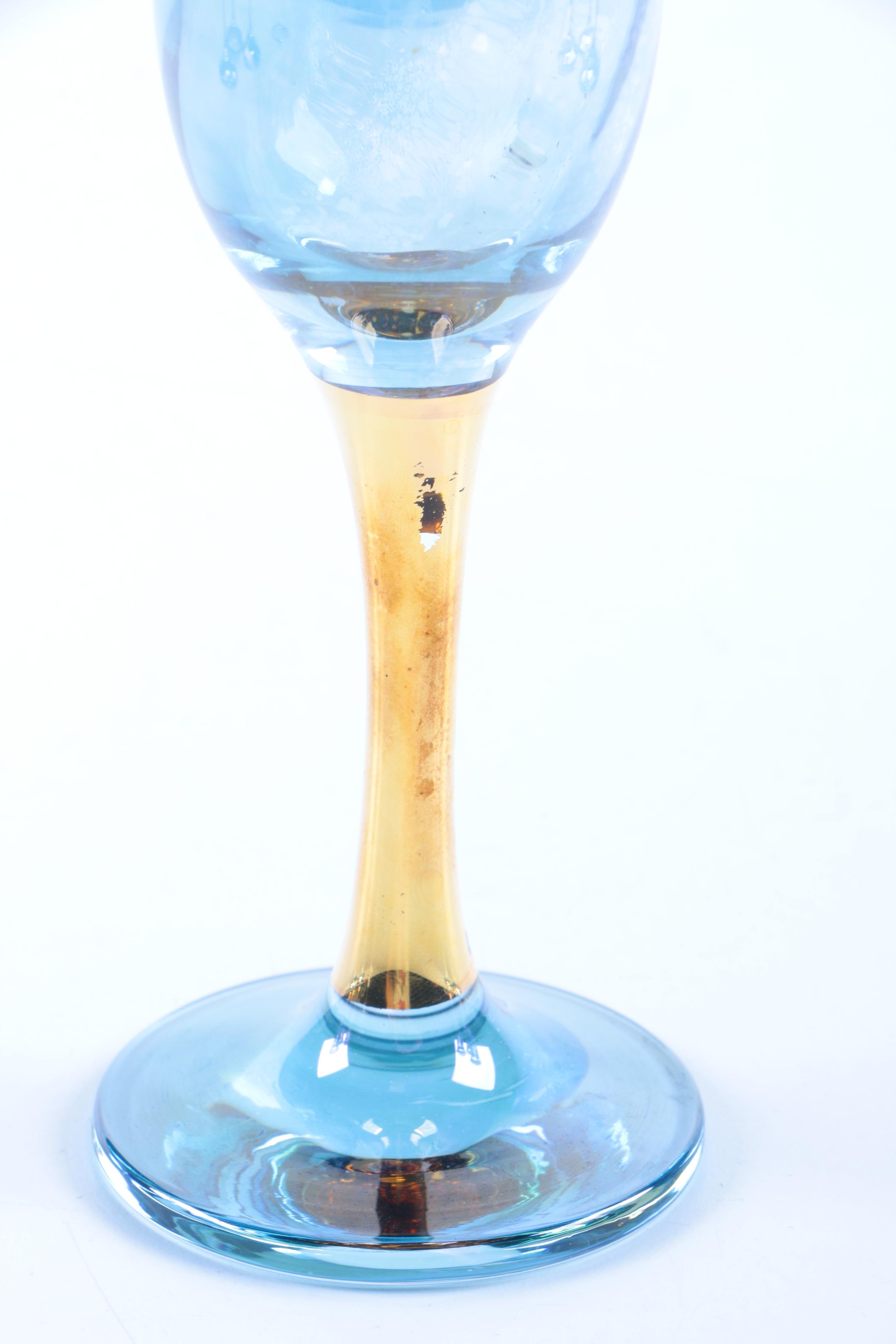 Blue and Gold Glass Stemware