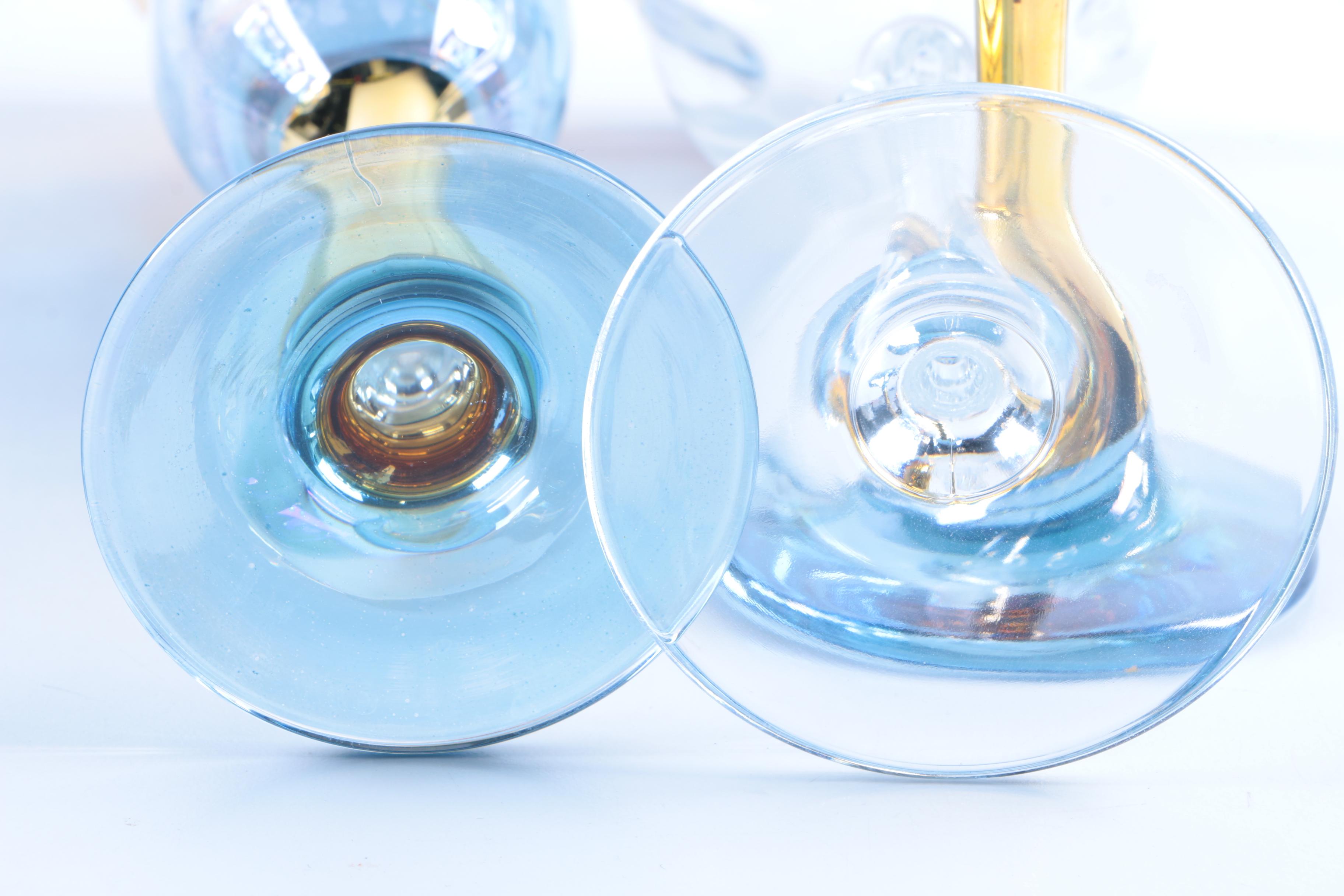 Blue and Gold Glass Stemware