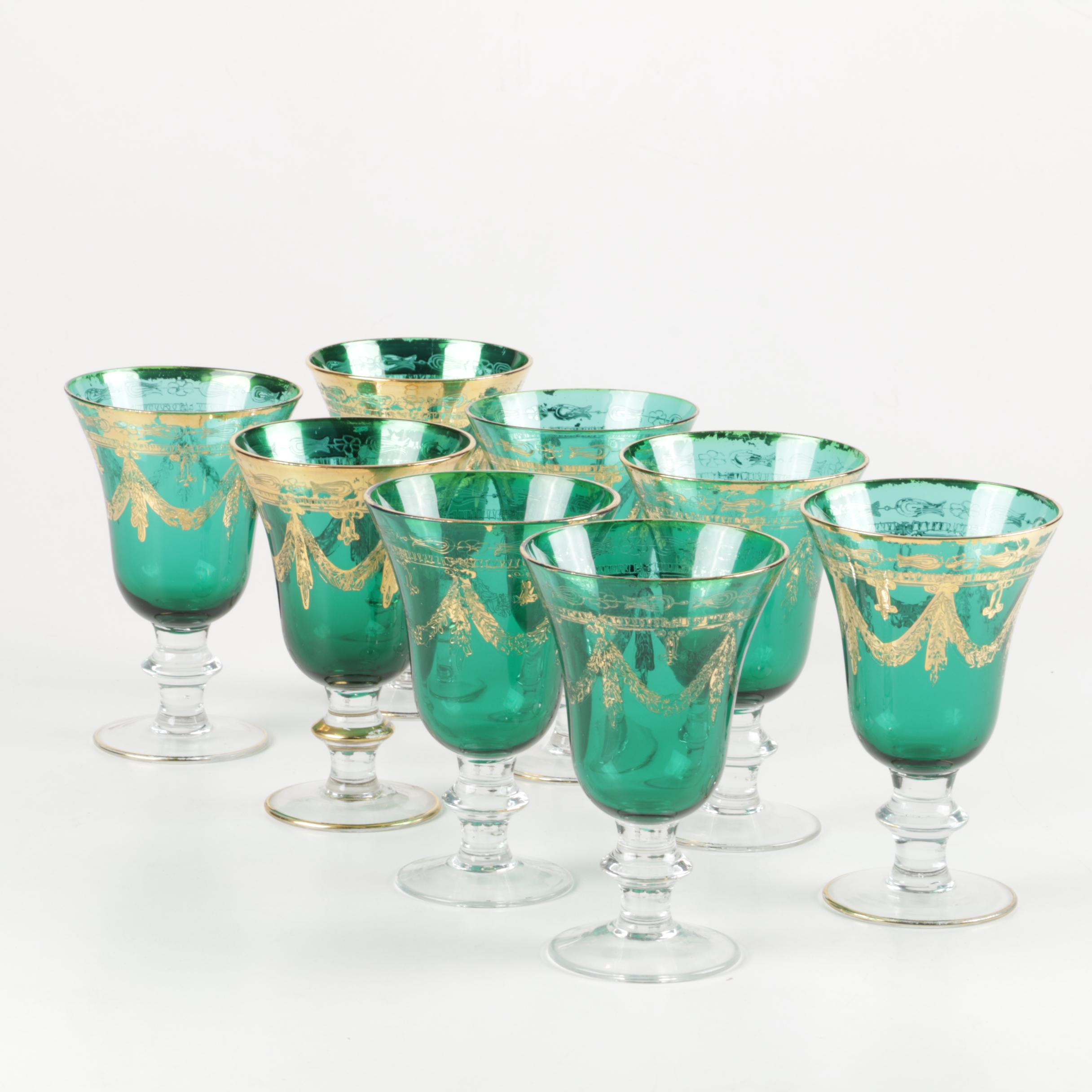 Vintage Green Glass Goblets
