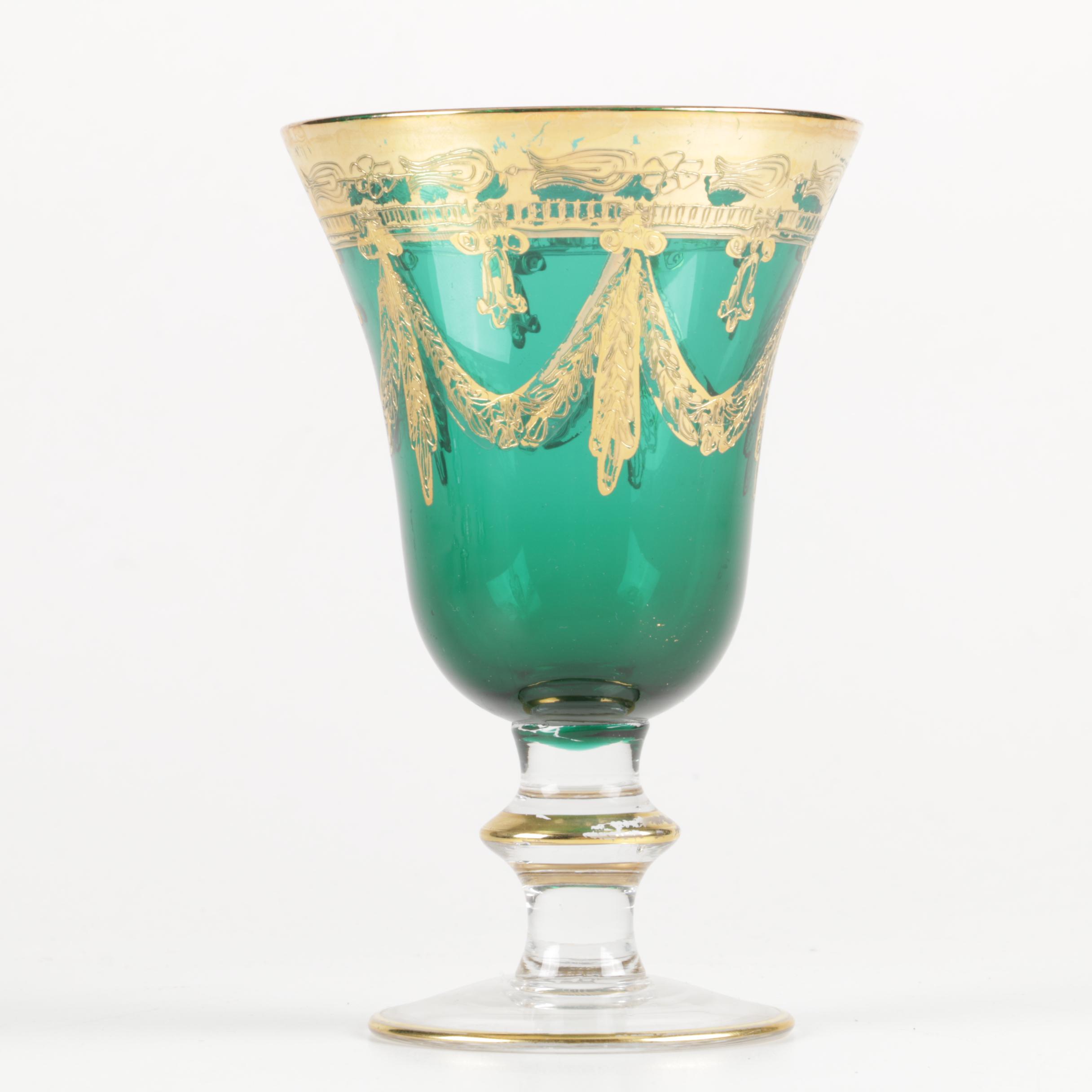 Vintage Green Glass Goblets