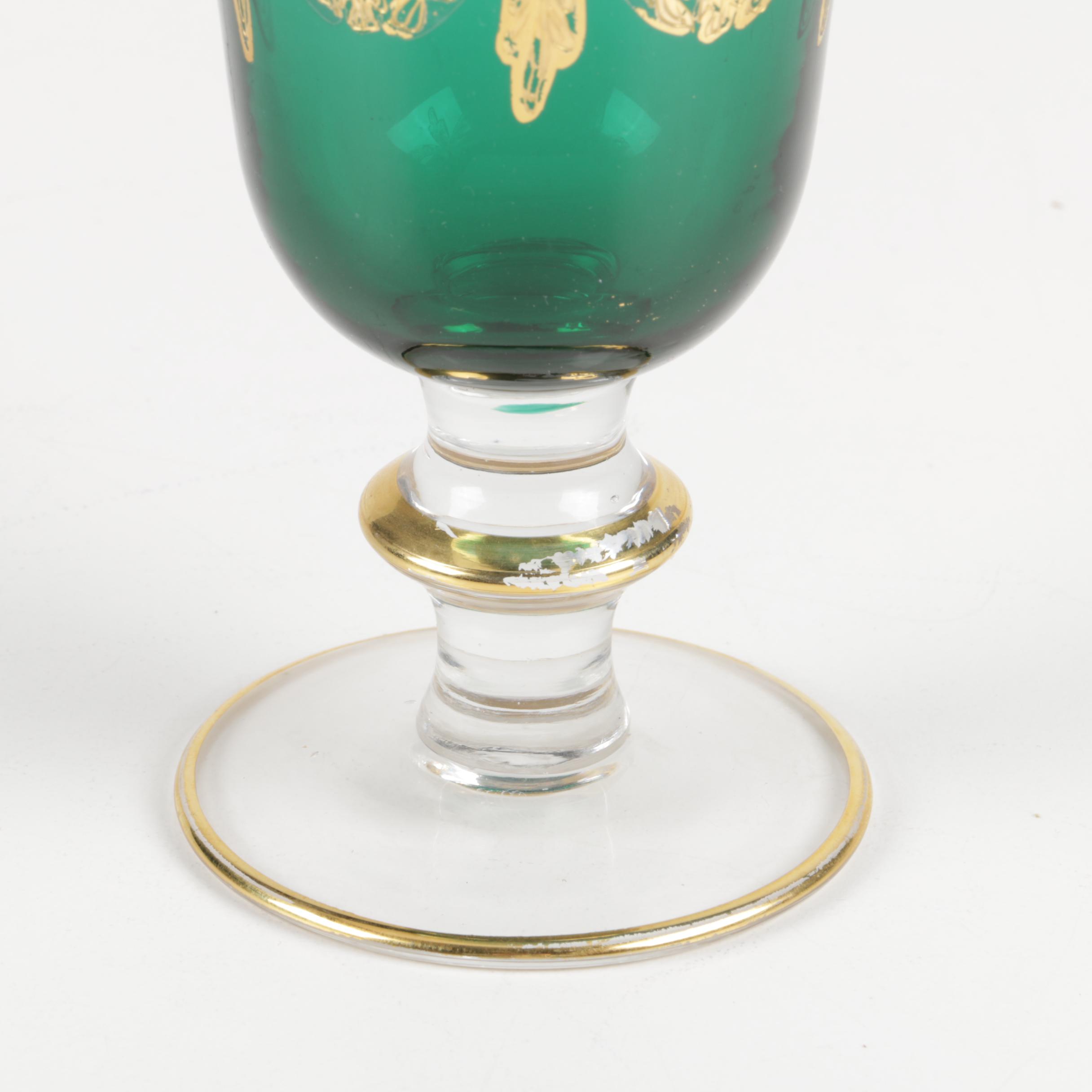Vintage Green Glass Goblets