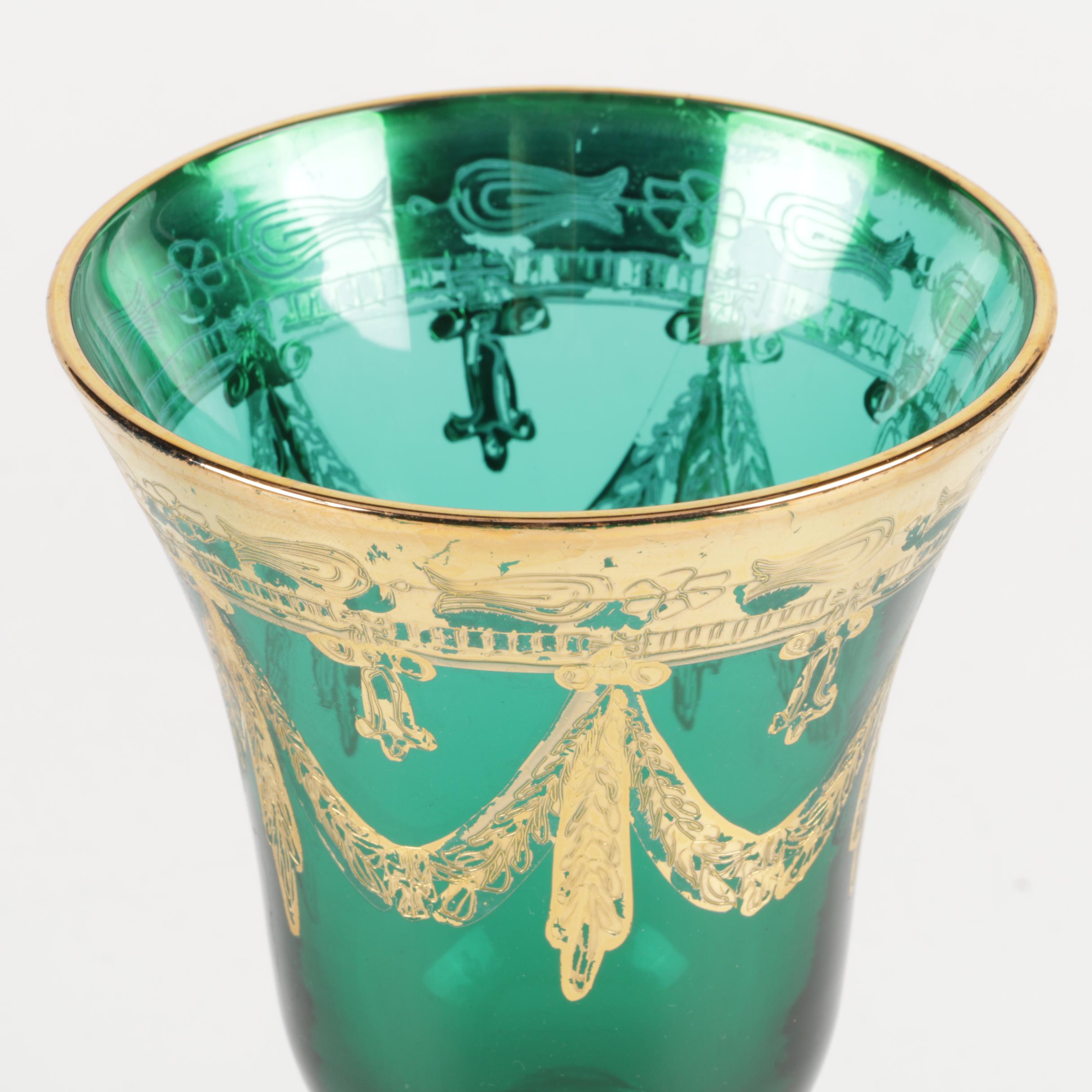 Vintage Green Glass Goblets