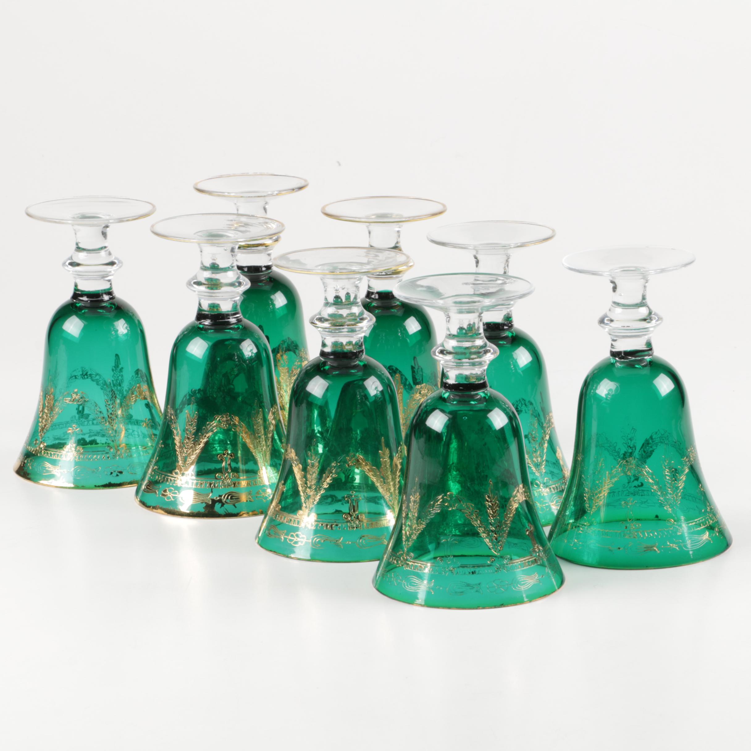 Vintage Green Glass Goblets