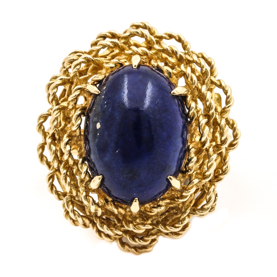 18K Yellow Gold Lapis Lazuli Ring