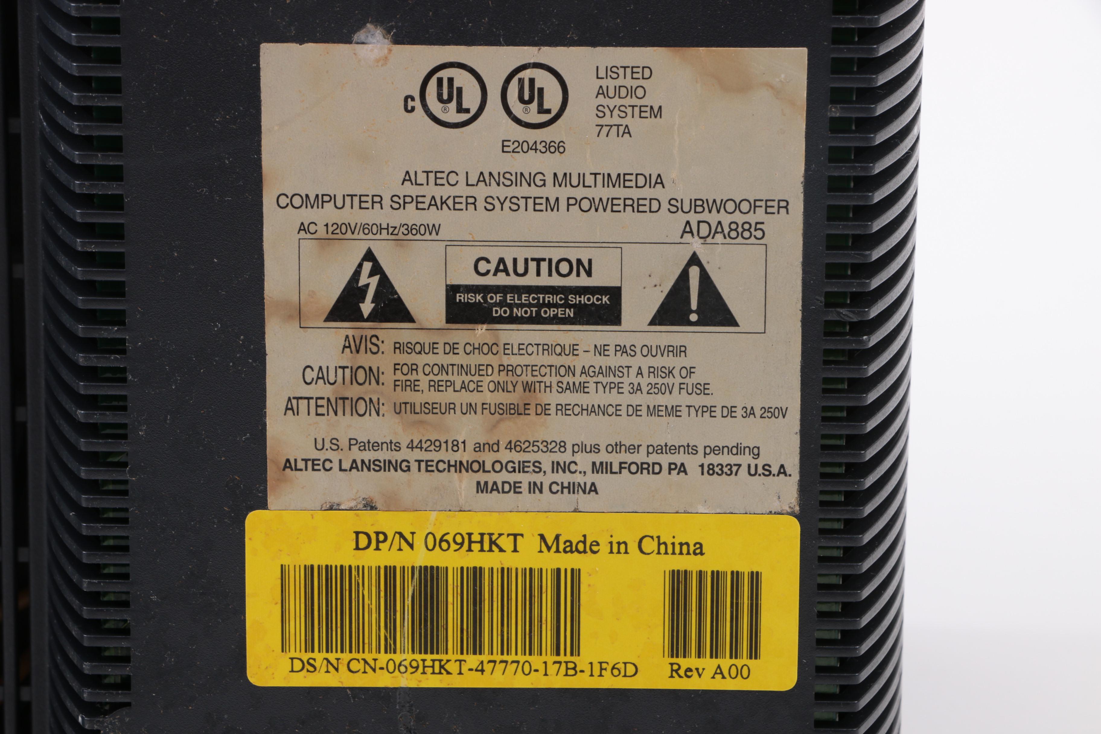 Altec Lansing Subwoofer and Four Speakers