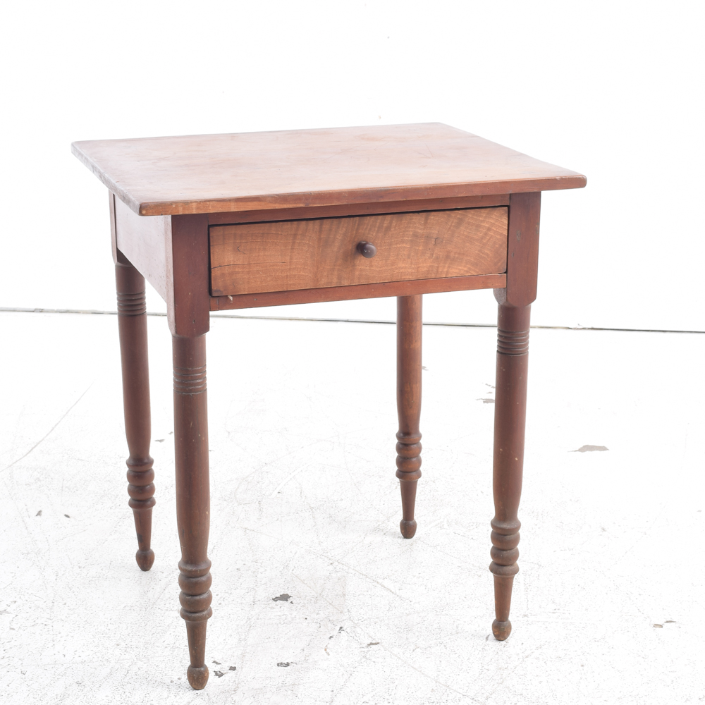 Antique Maple Accent Table with Drawer