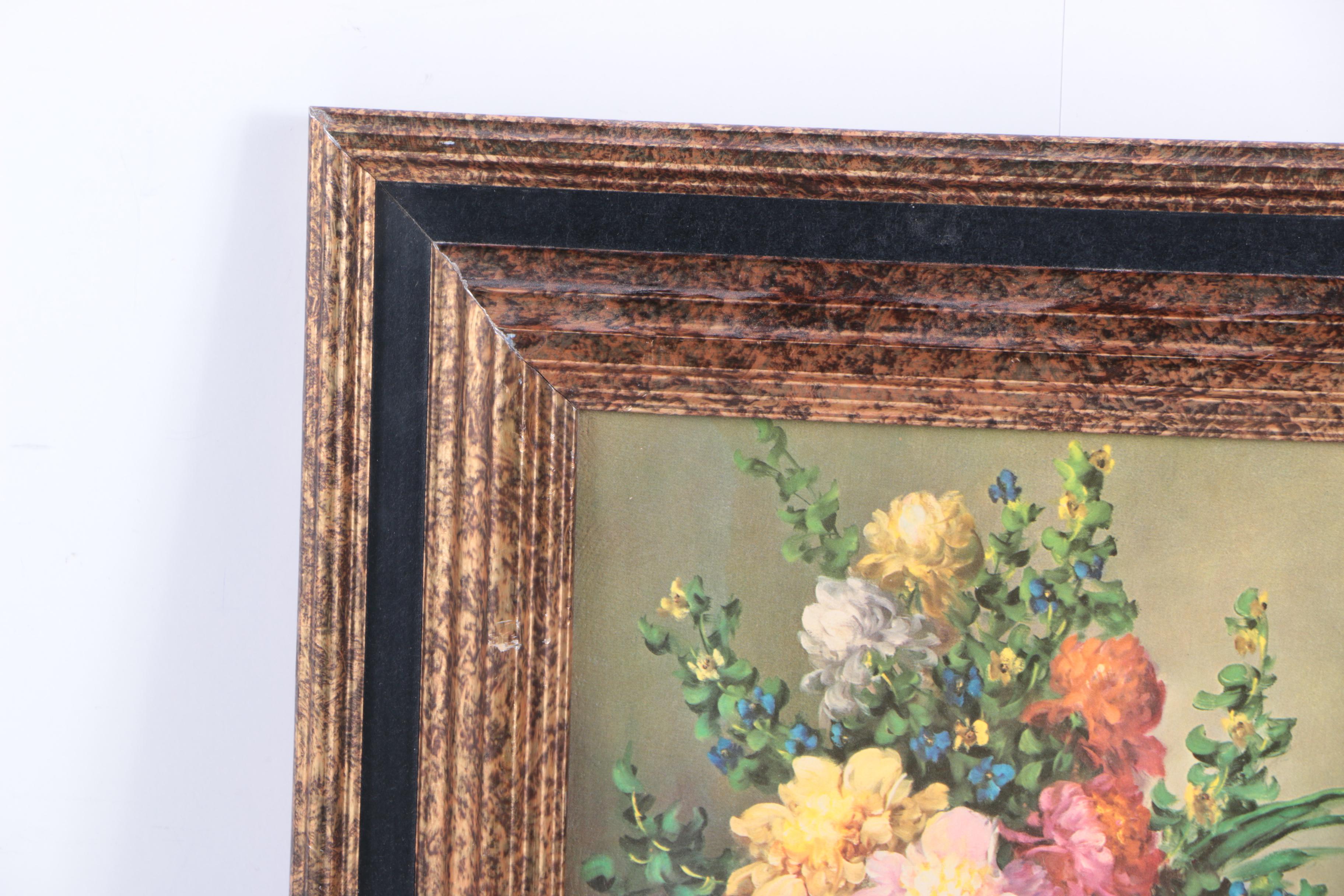 Vintage Turner Wall Accessory Offset Lithograph of a Floral Still Life