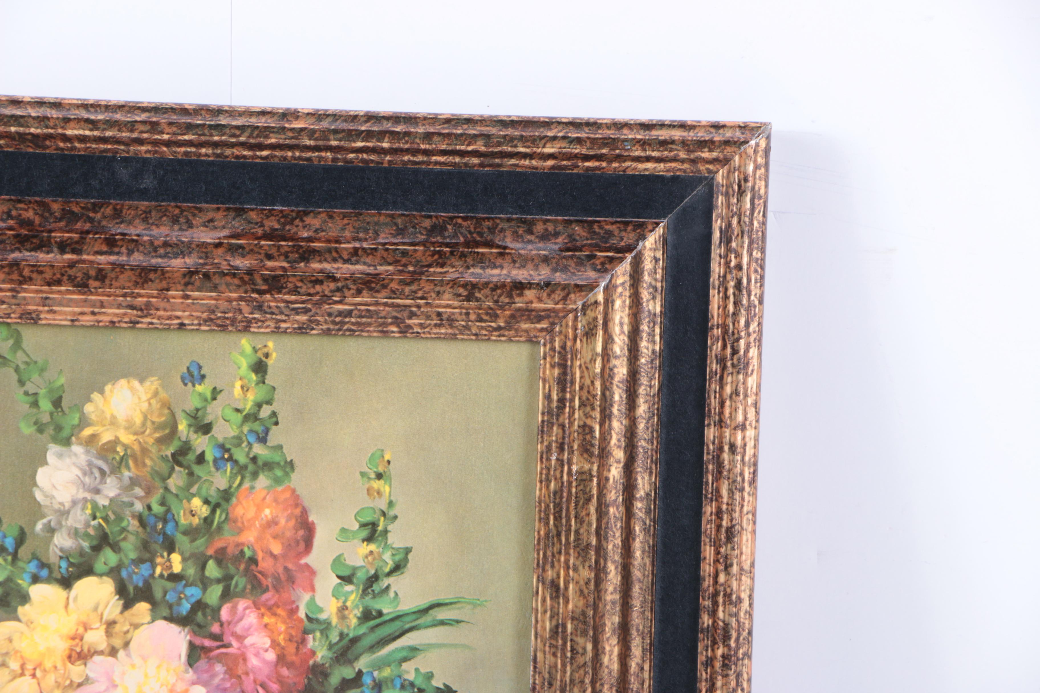 Vintage Turner Wall Accessory Offset Lithograph of a Floral Still Life