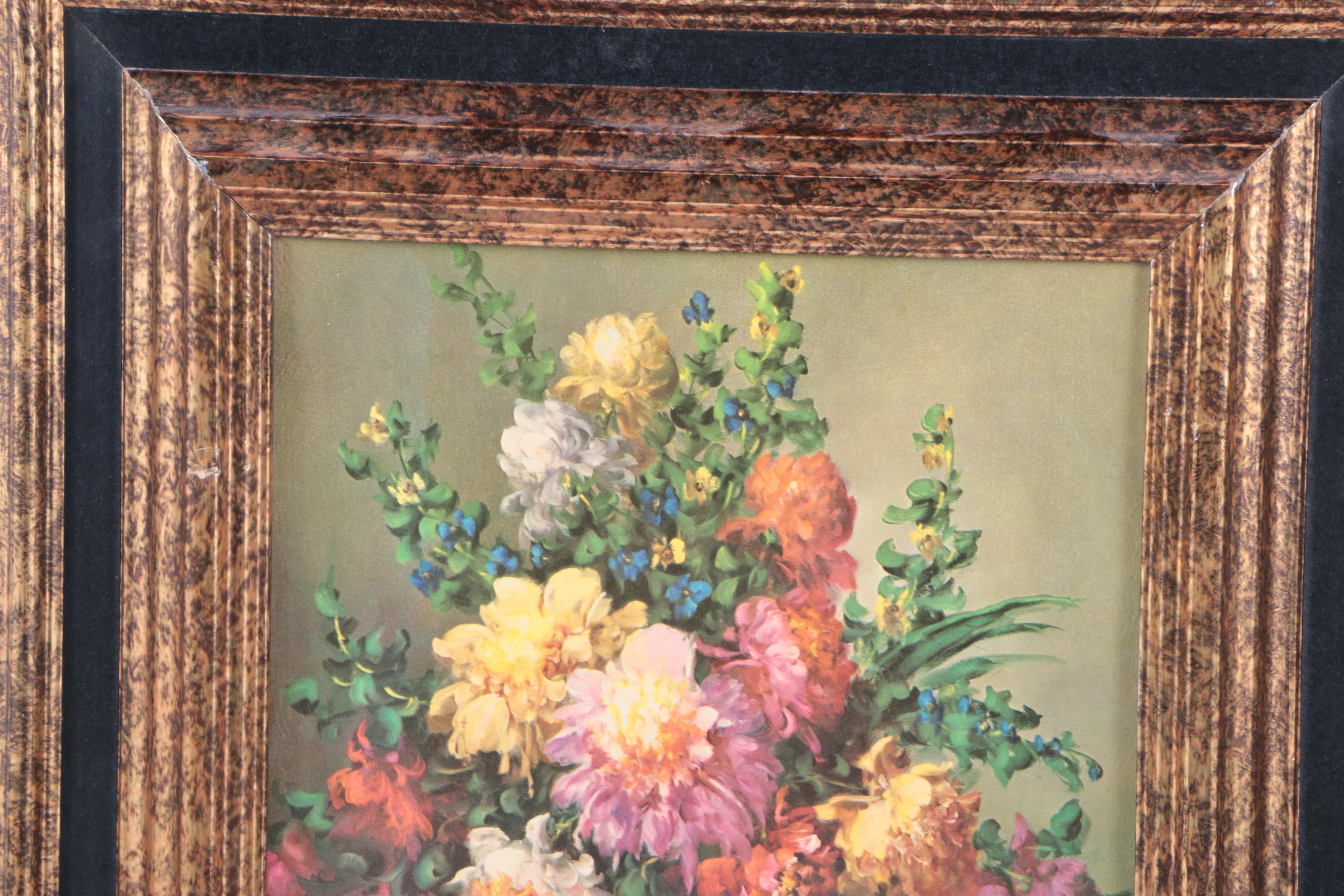Vintage Turner Wall Accessory Offset Lithograph of a Floral Still Life