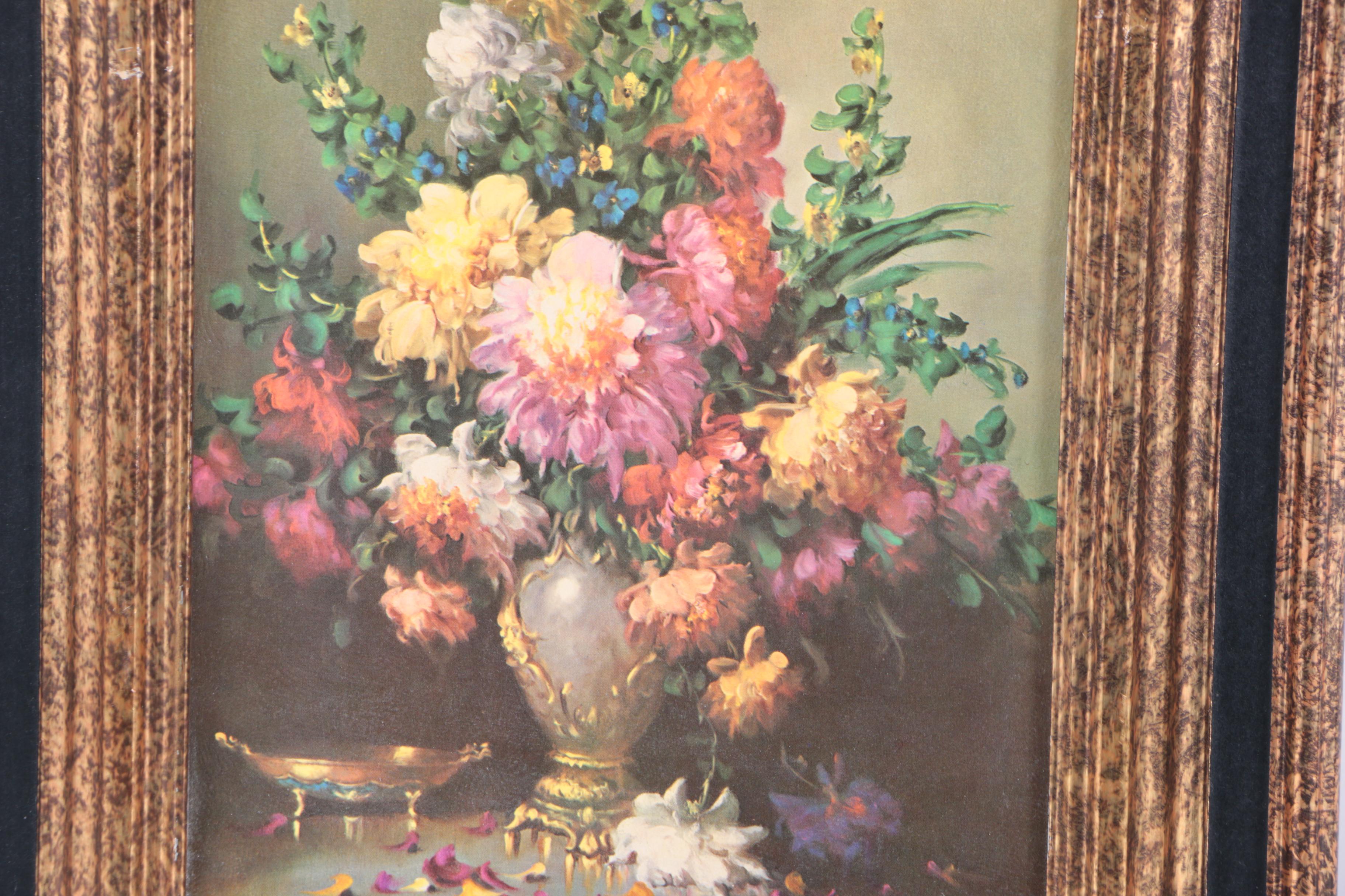 Vintage Turner Wall Accessory Offset Lithograph of a Floral Still Life