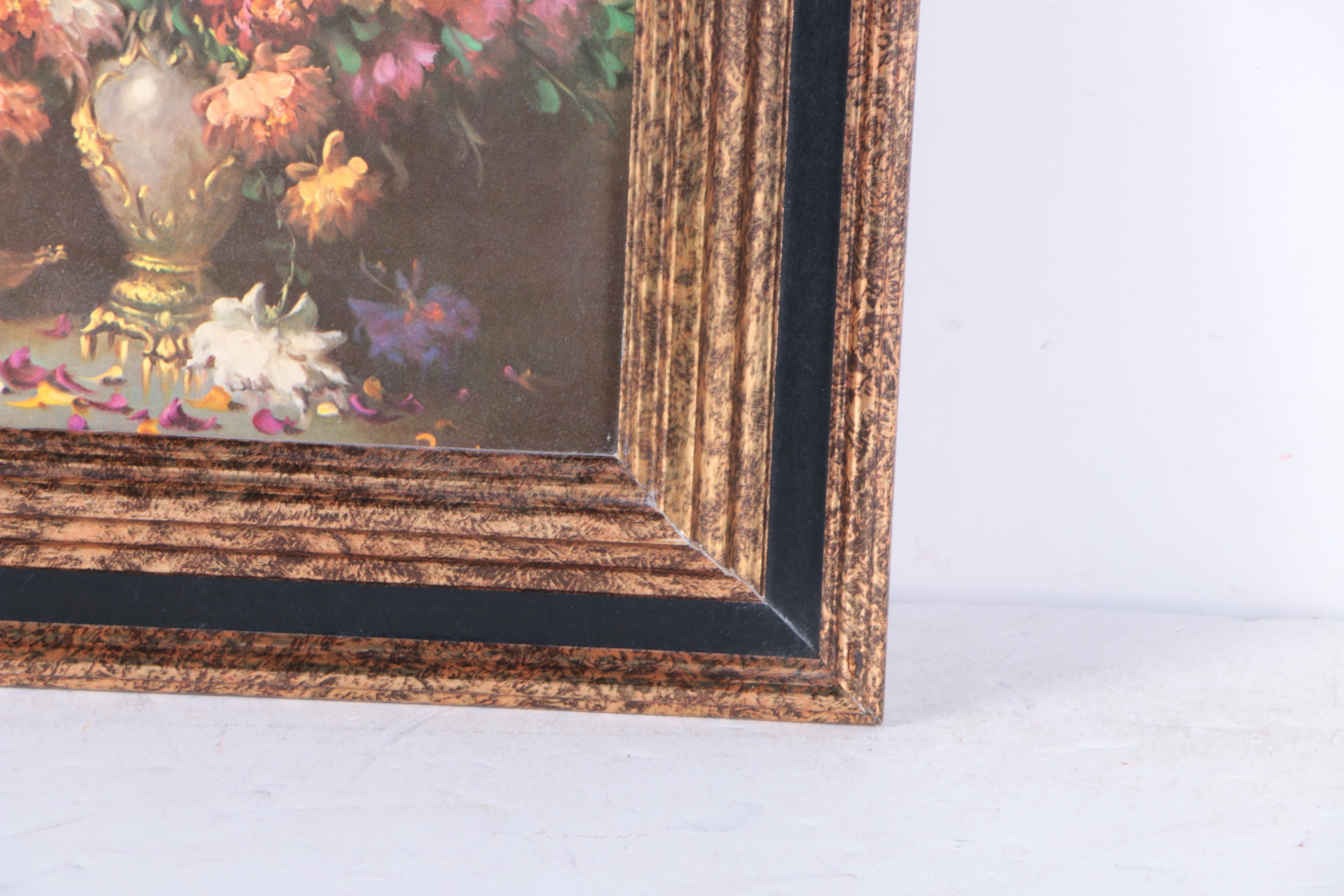 Vintage Turner Wall Accessory Offset Lithograph of a Floral Still Life