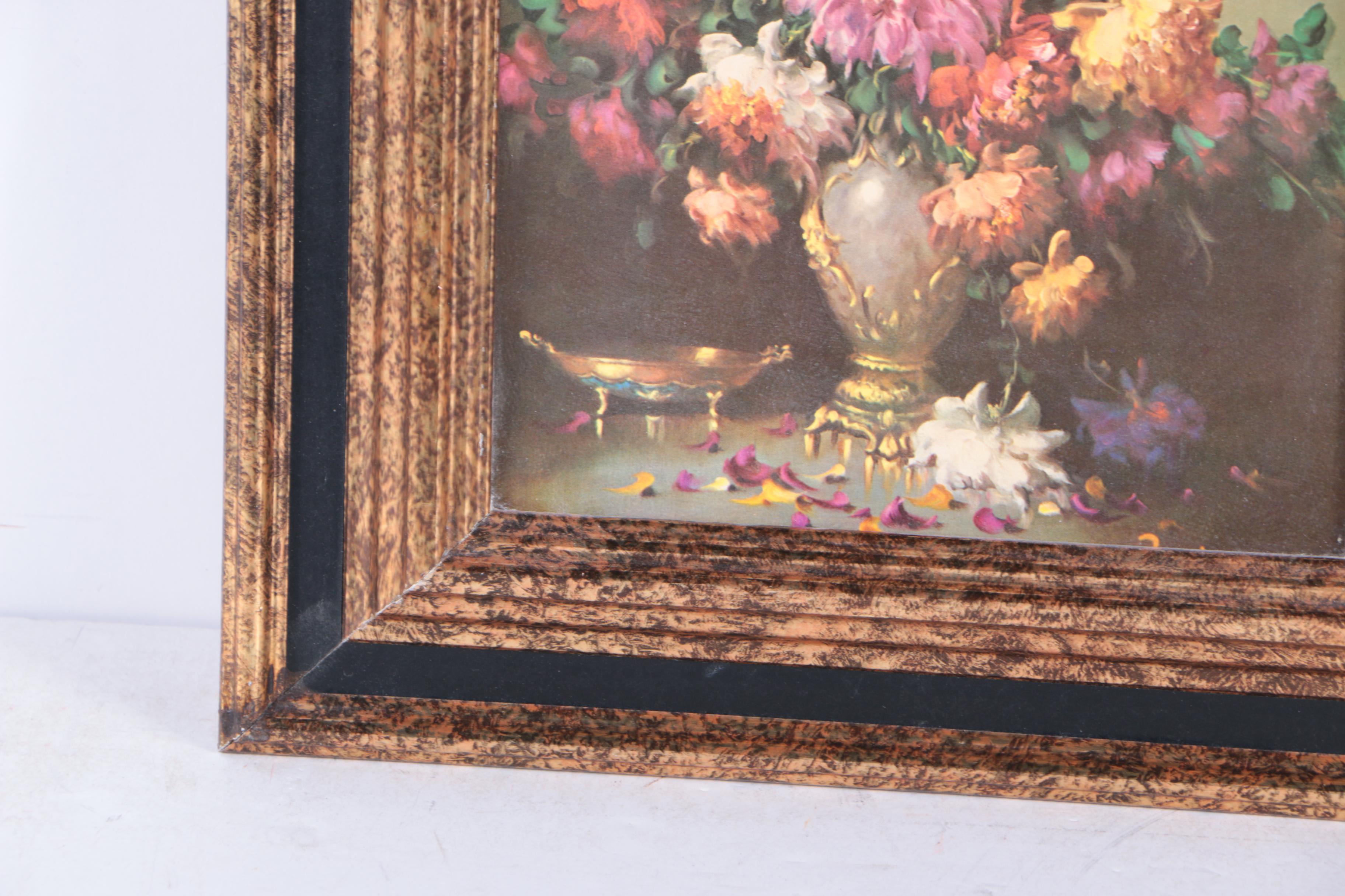 Vintage Turner Wall Accessory Offset Lithograph of a Floral Still Life