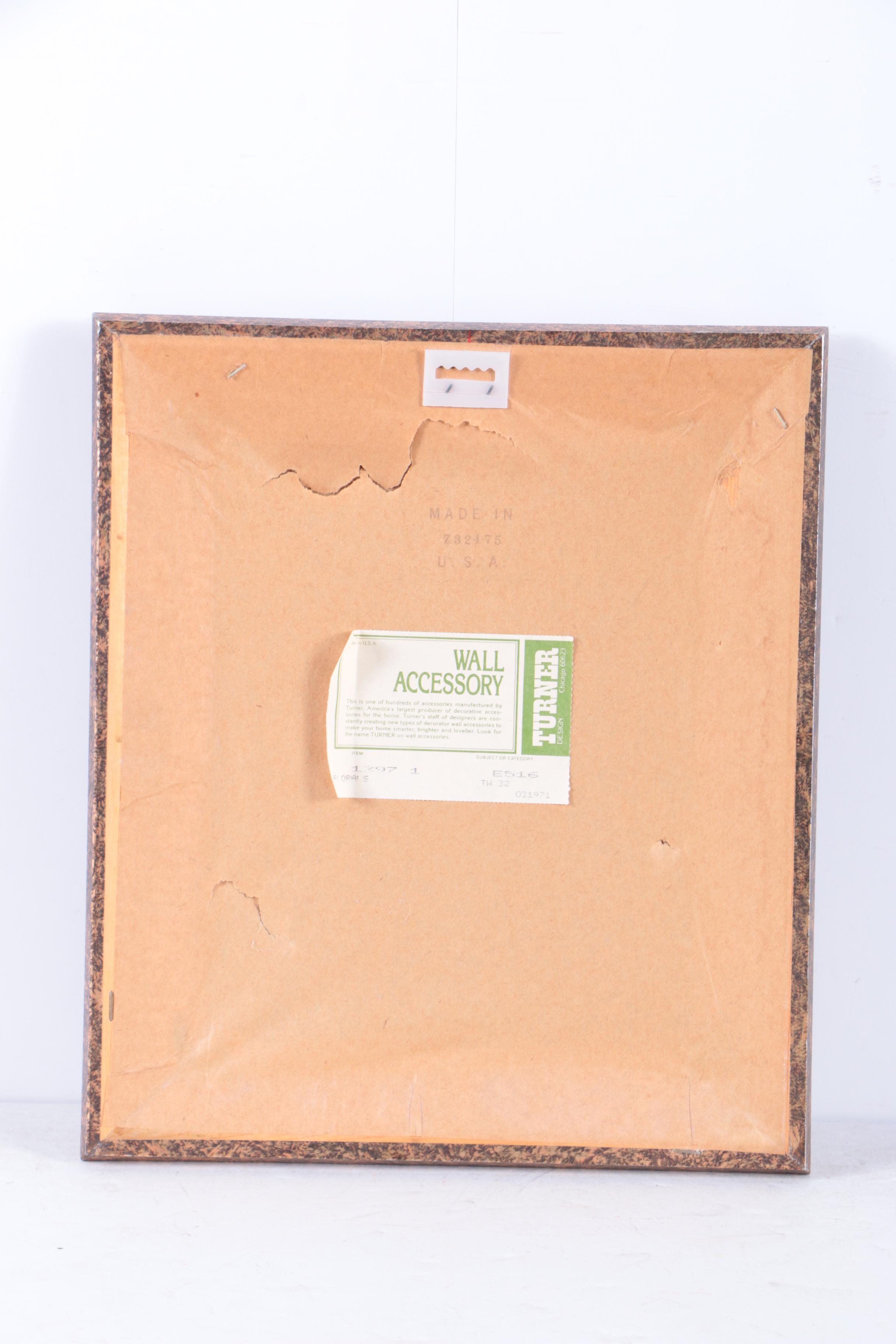 Vintage Turner Wall Accessory Offset Lithograph of a Floral Still Life