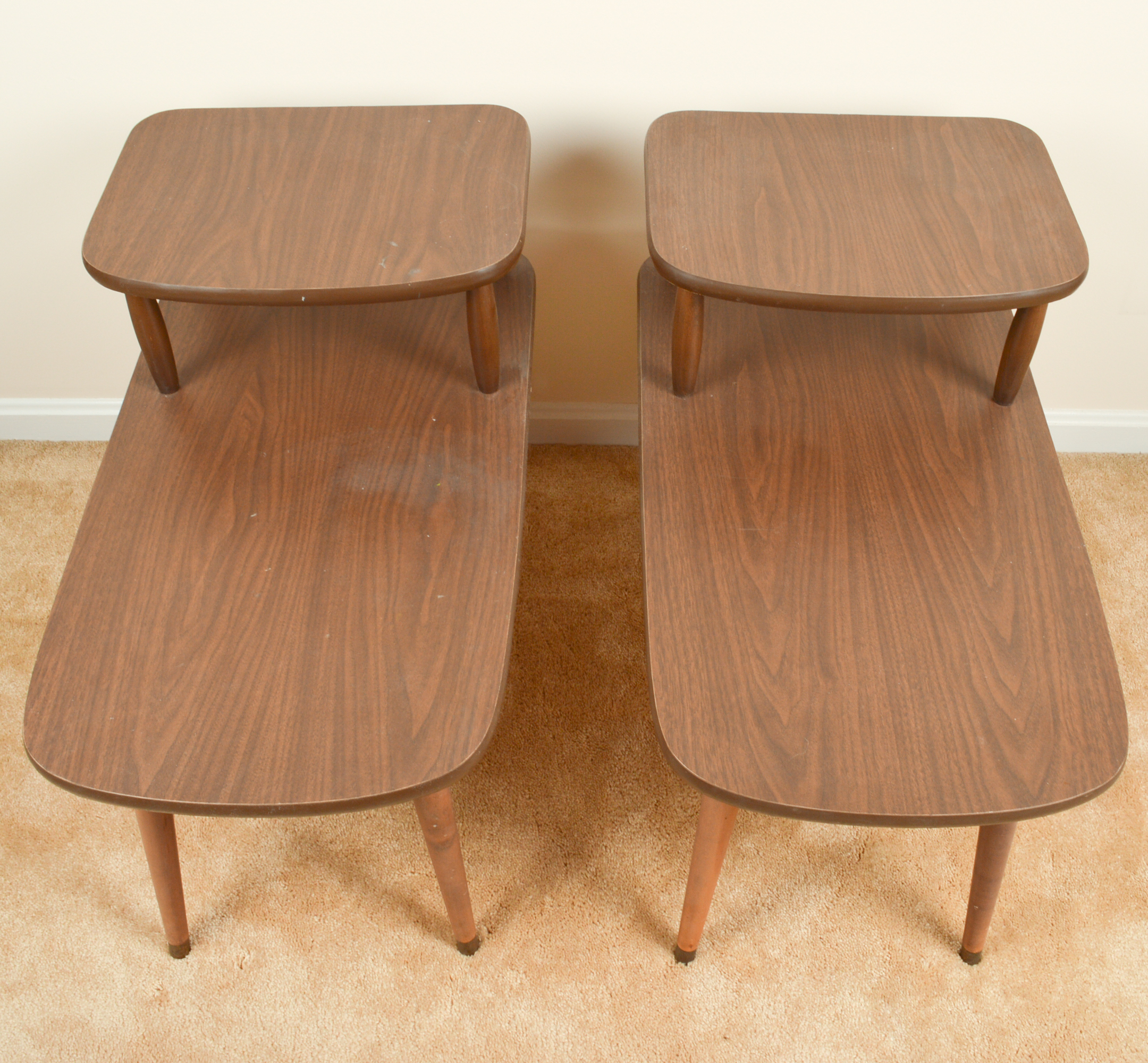 Pair of Mid Century Modern Tiered End Tables