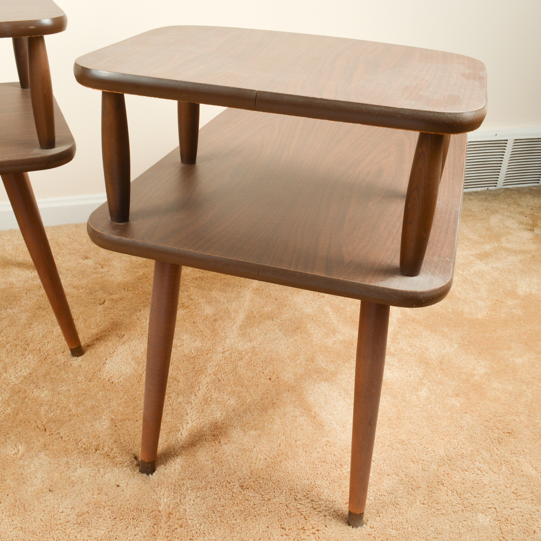 Pair of Mid Century Modern Tiered End Tables
