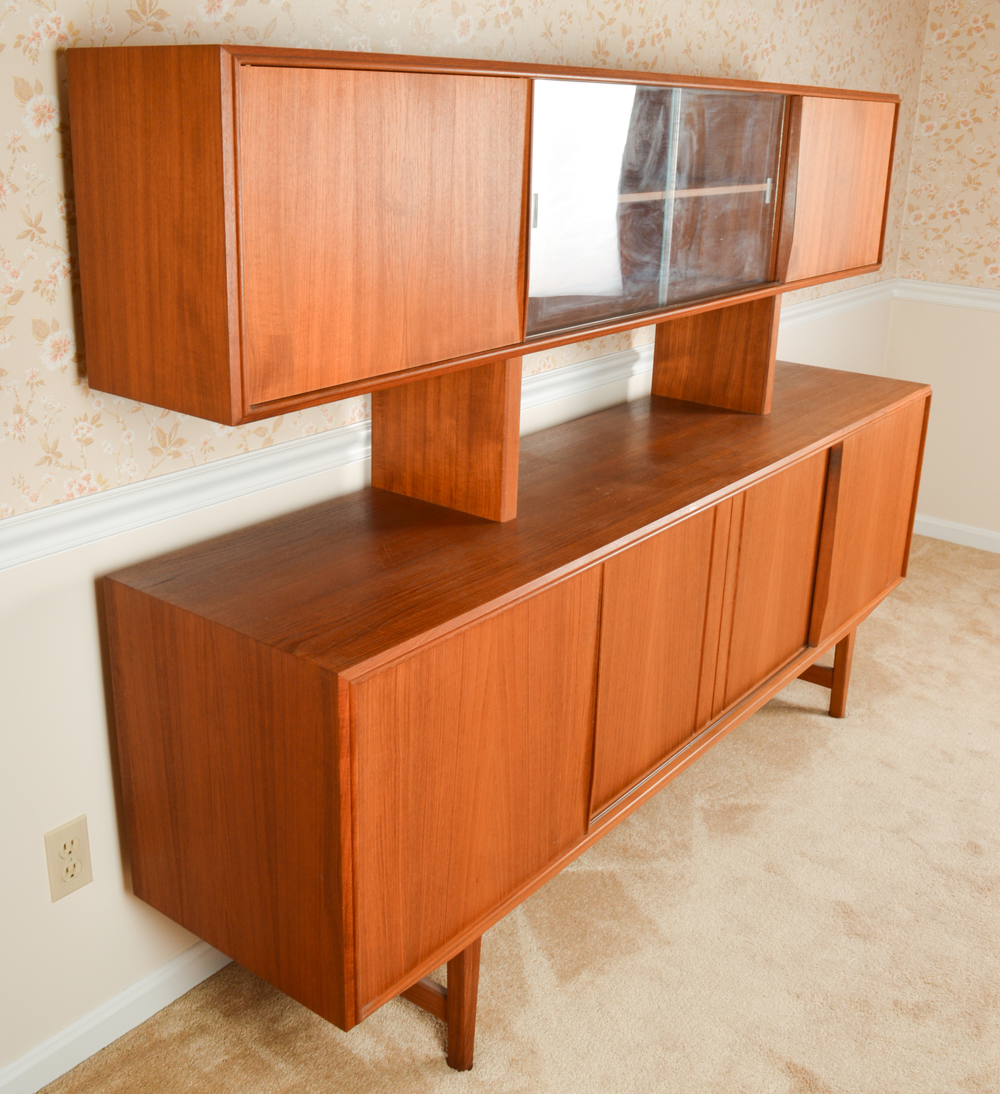 Danish Modern Brostrum Design Teak Buffet With Floating Hutch
