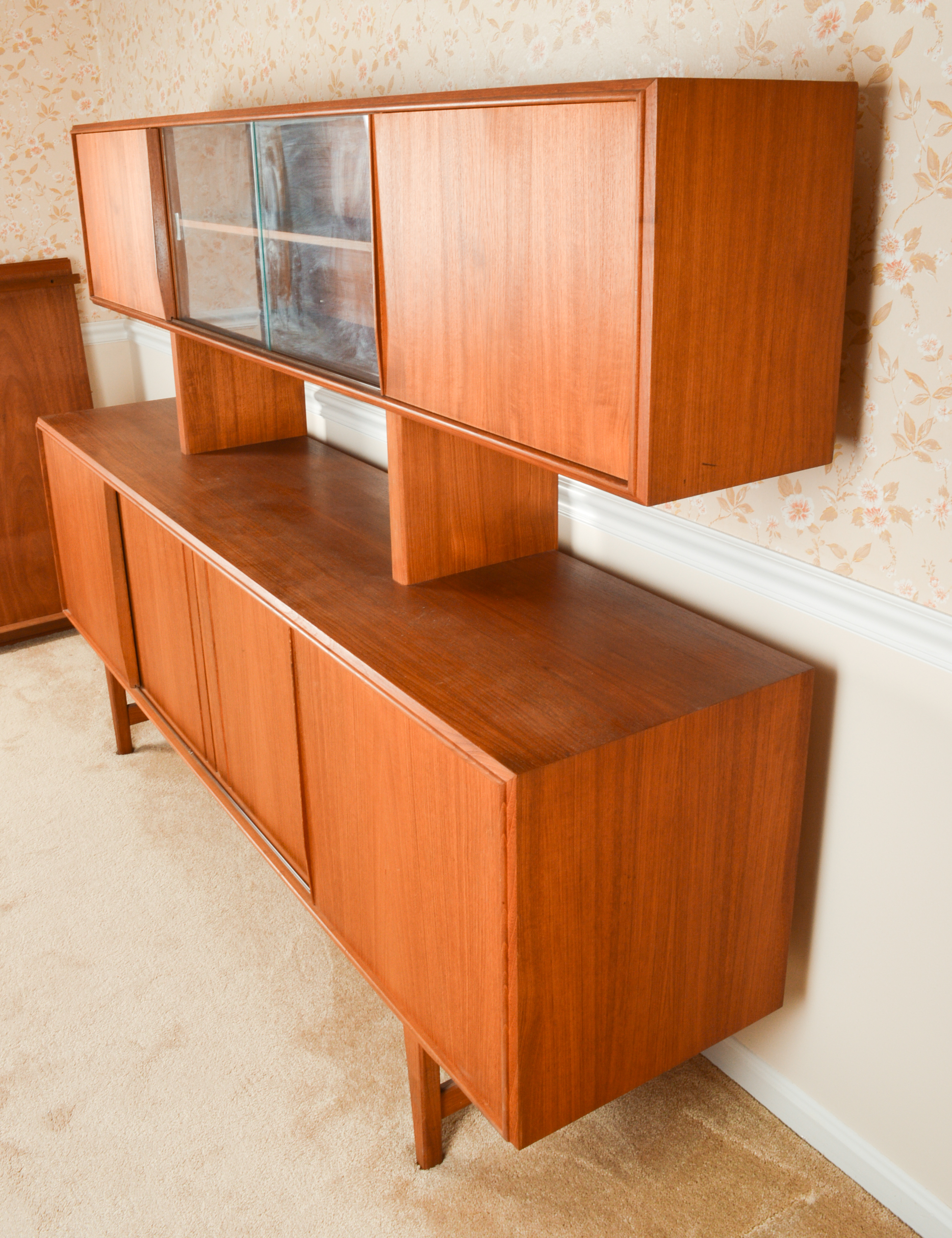 Danish Modern Brostrum Design Teak Buffet With Floating Hutch