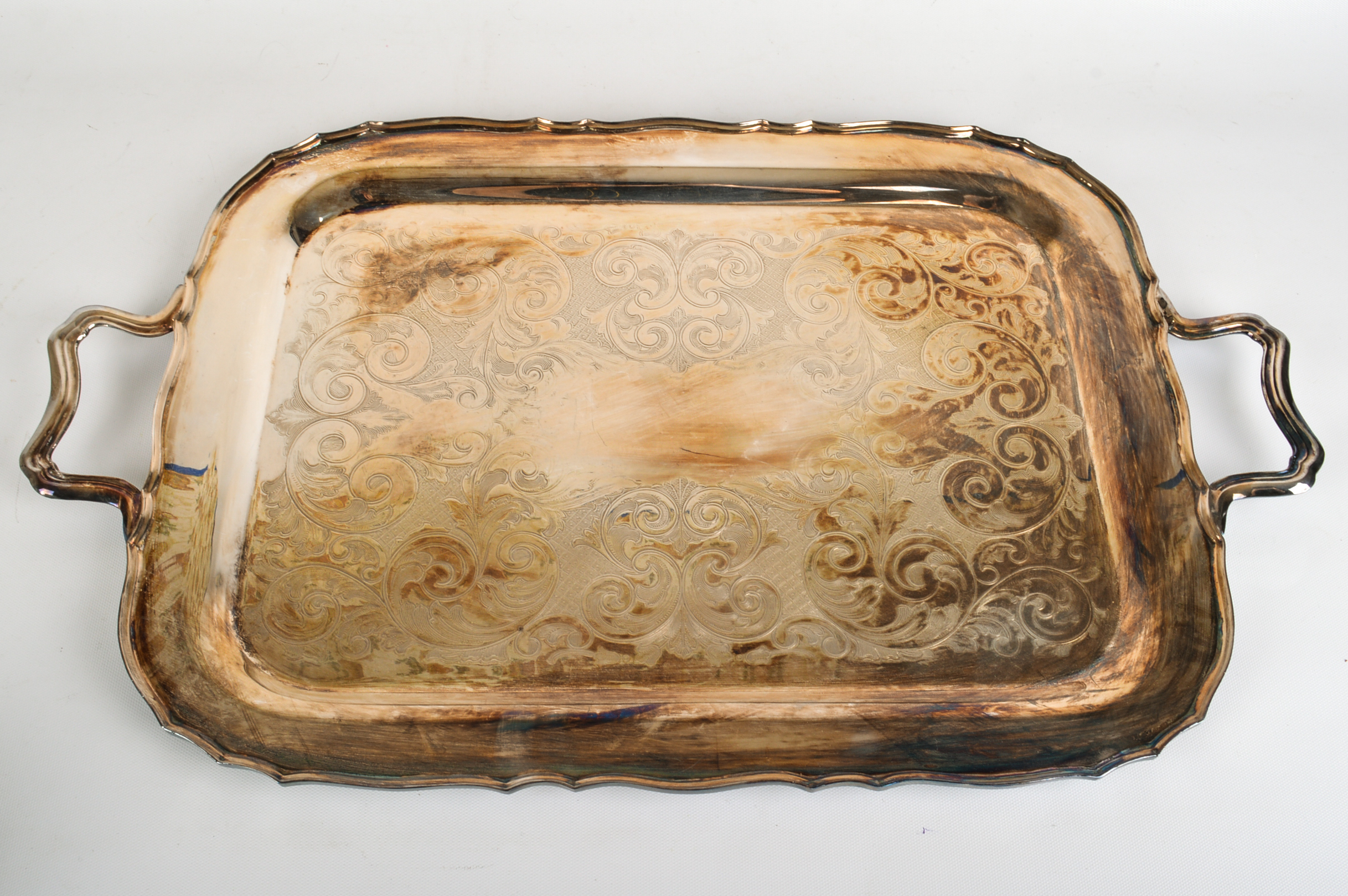 Johnson Brothers Old Chelsea China and Silver Plate Tray