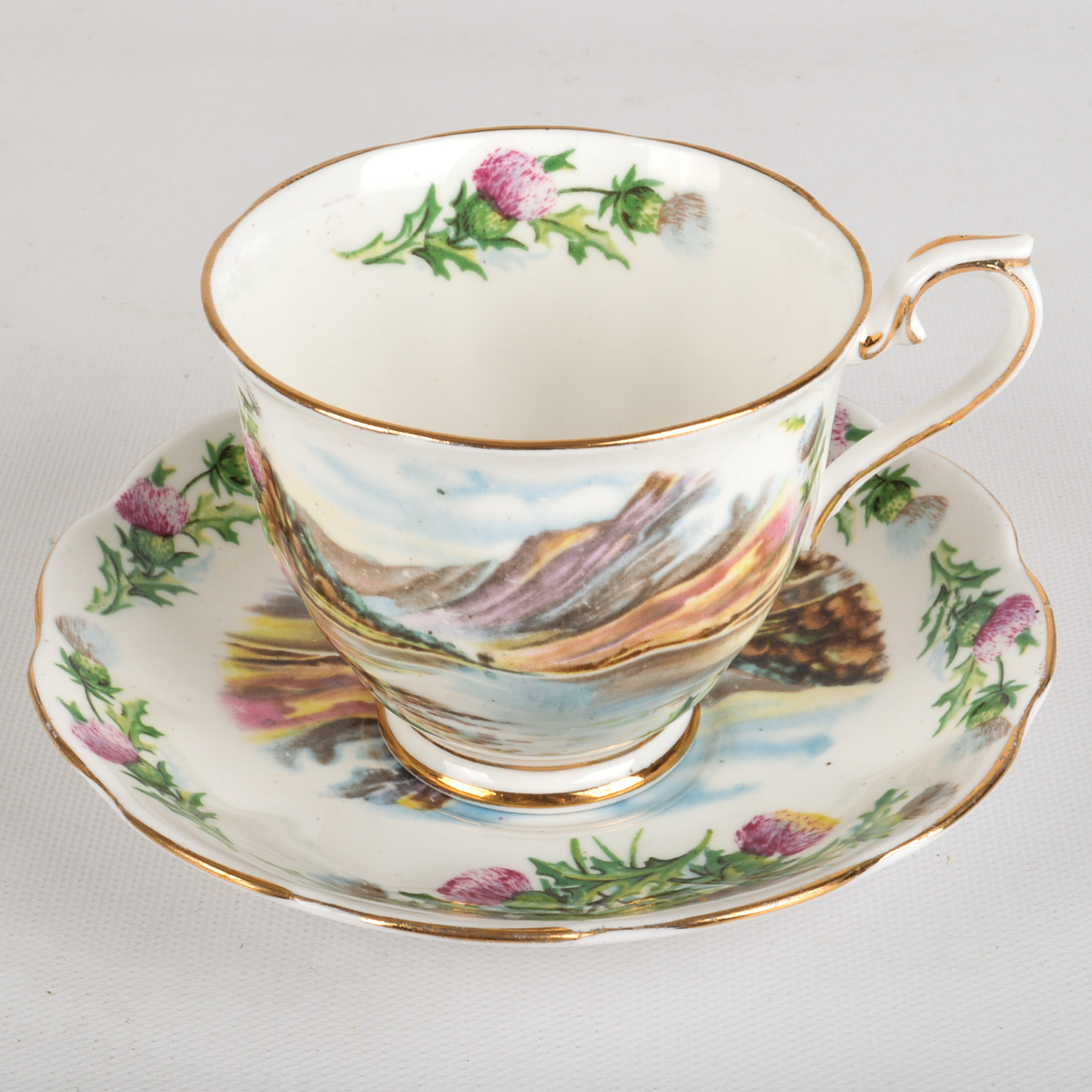 1940s Era English Fine Bone China Teacups and Saucers including Royal Albert