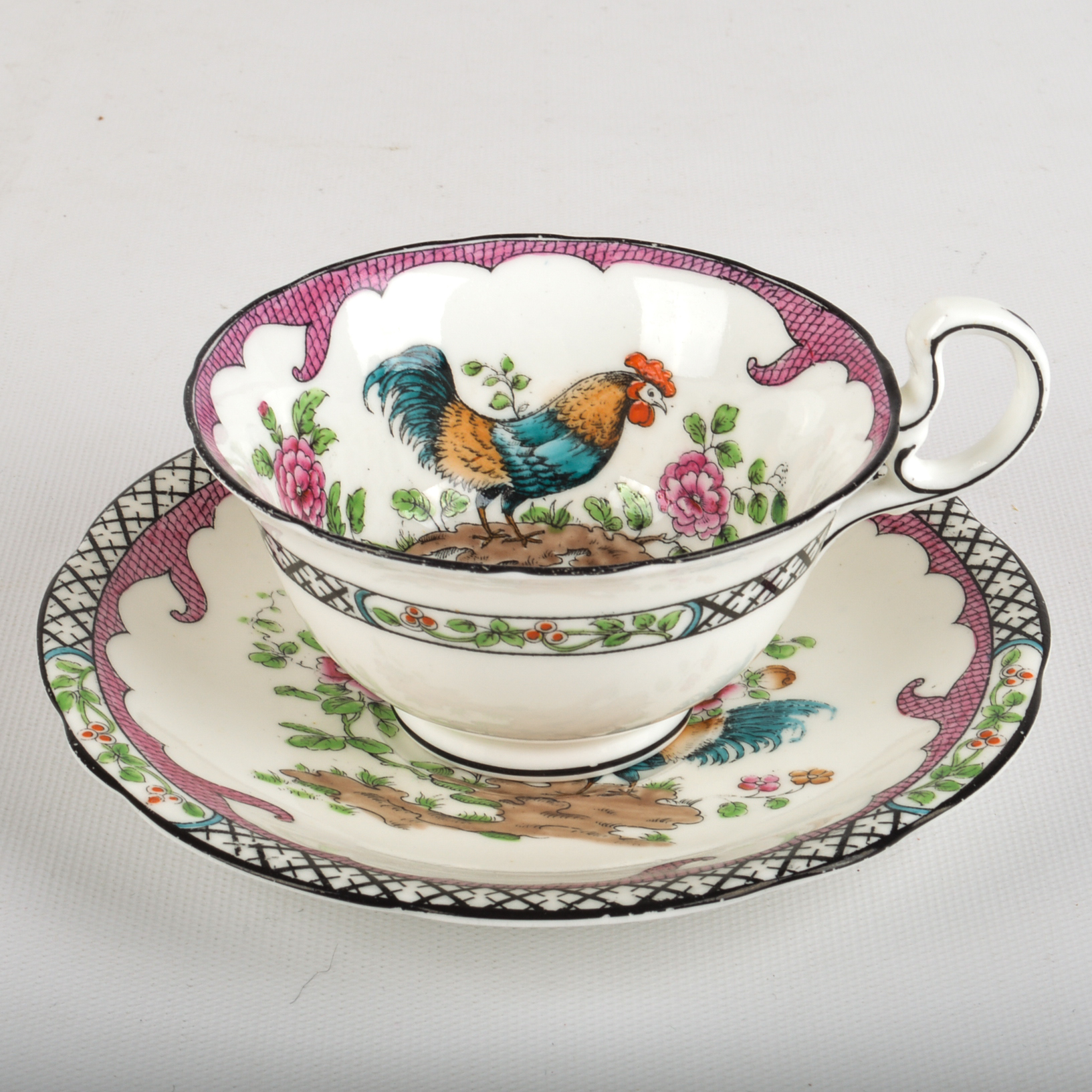 1940s Era English Fine Bone China Teacups and Saucers including Royal Albert