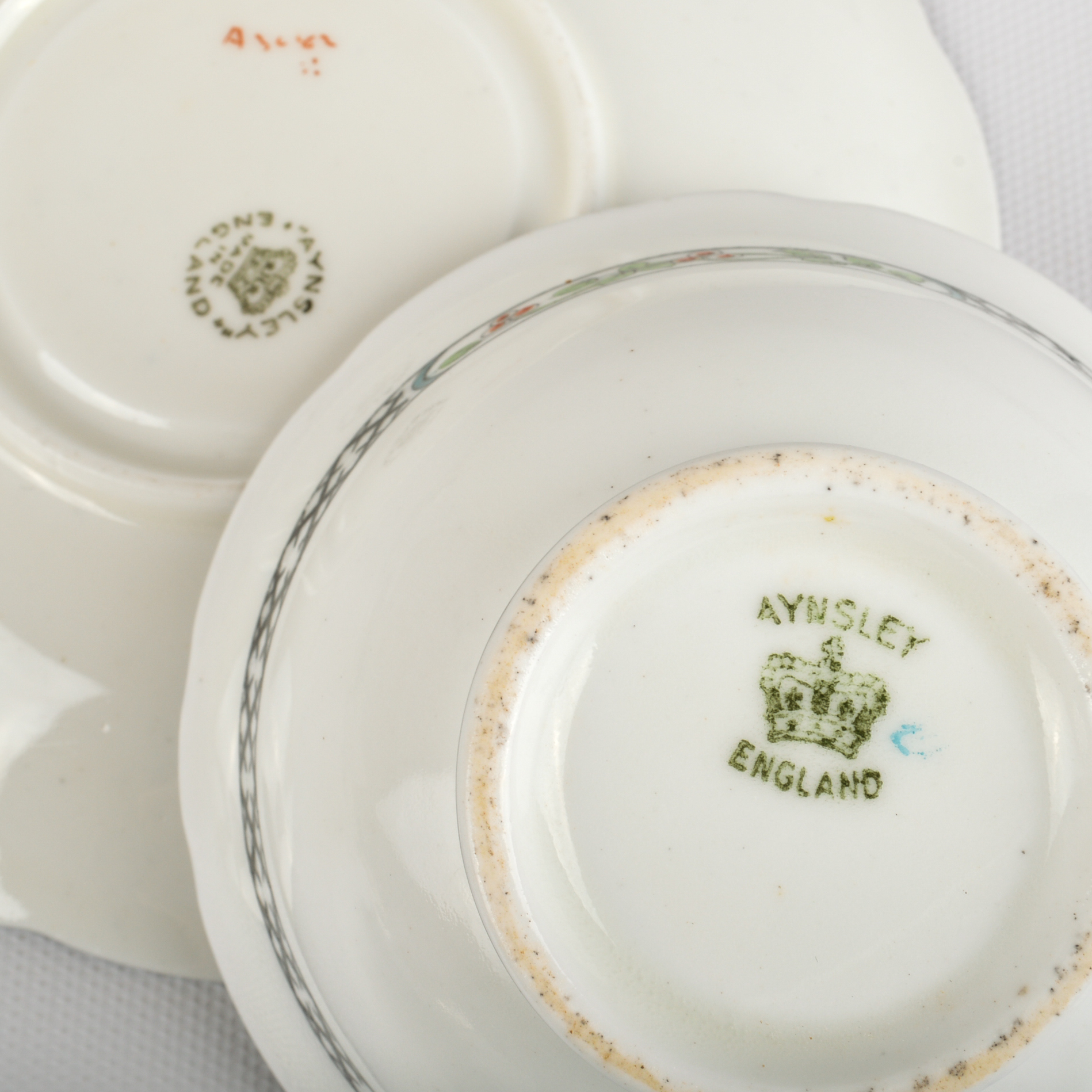 1940s Era English Fine Bone China Teacups and Saucers including Royal Albert