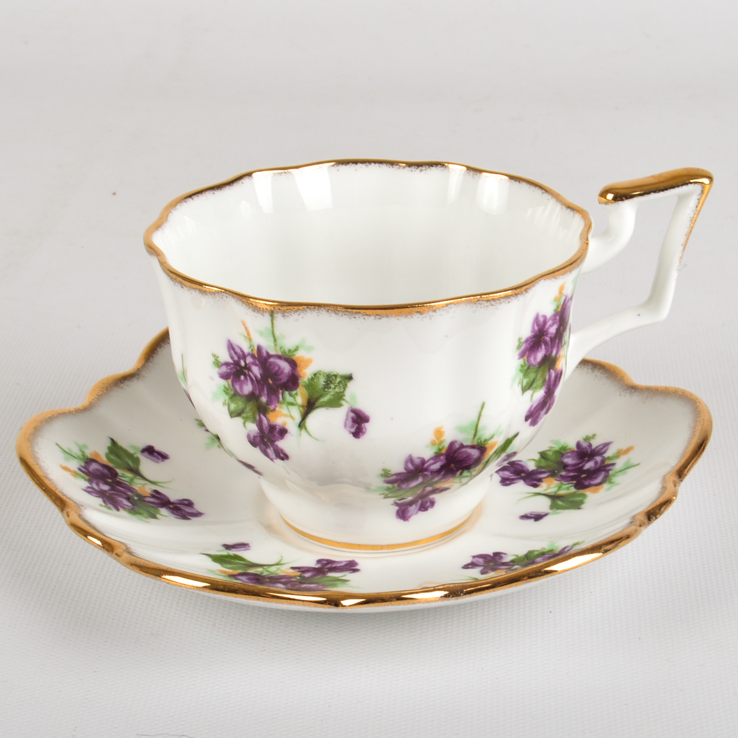 1940s Era English Fine Bone China Teacups and Saucers including Royal Albert