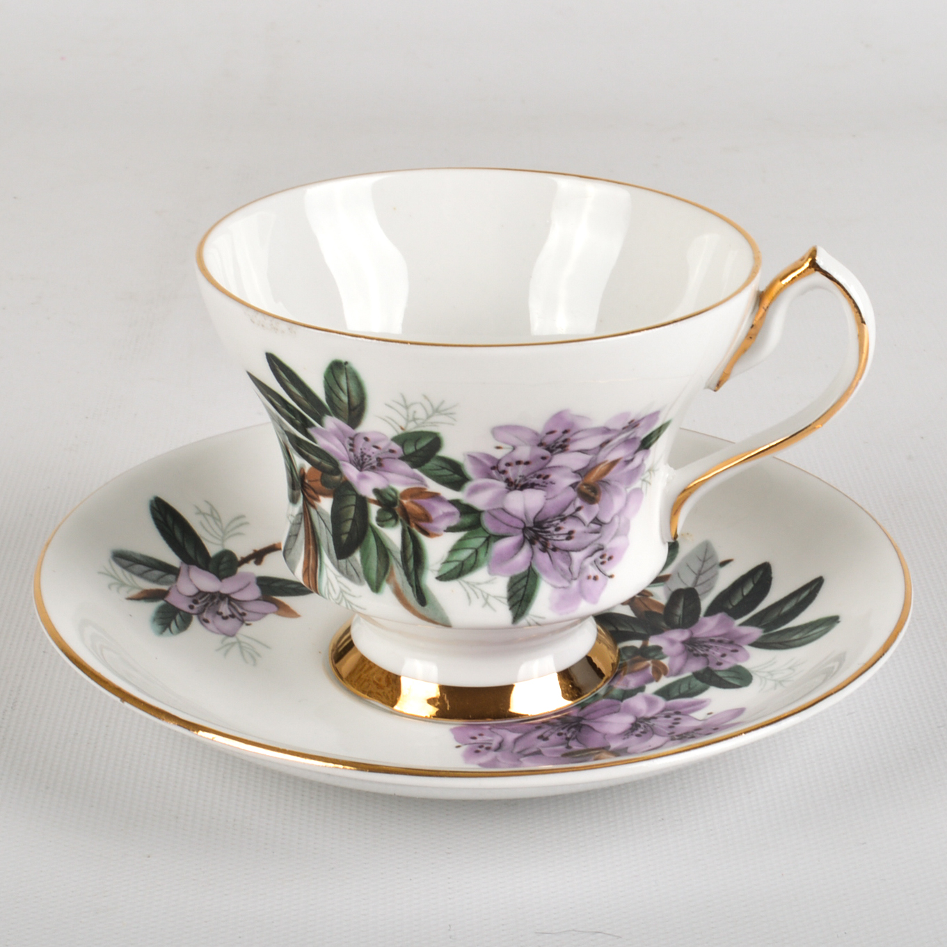 1940s Era English Fine Bone China Teacups and Saucers including Royal Albert