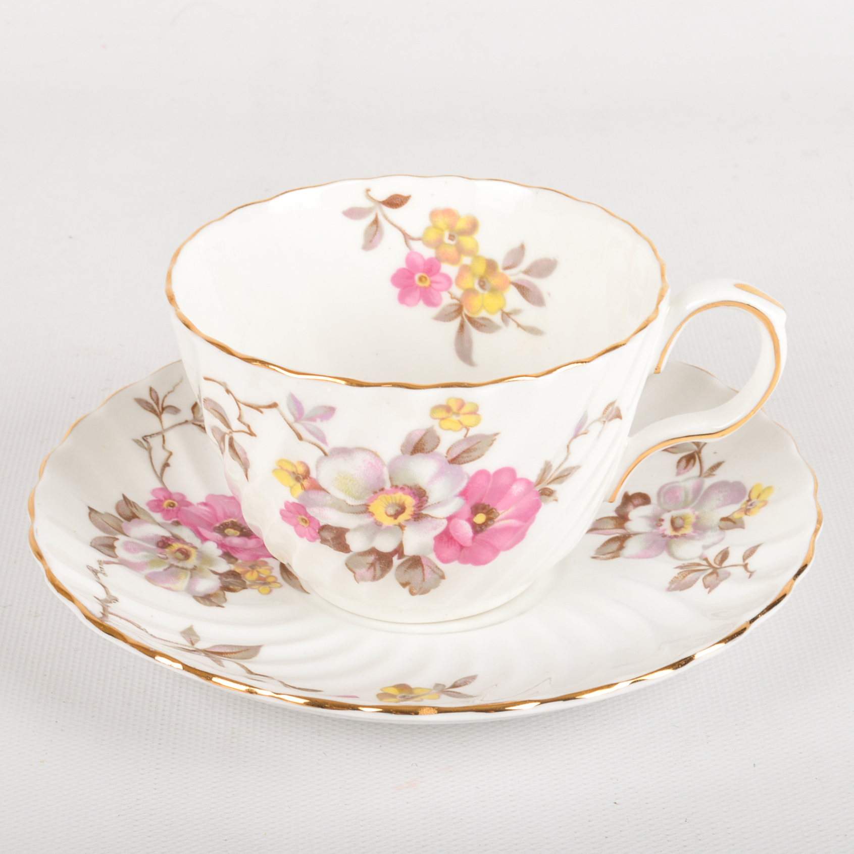 1940s Era Fine Bone China Teacups and Saucers including Aynsley